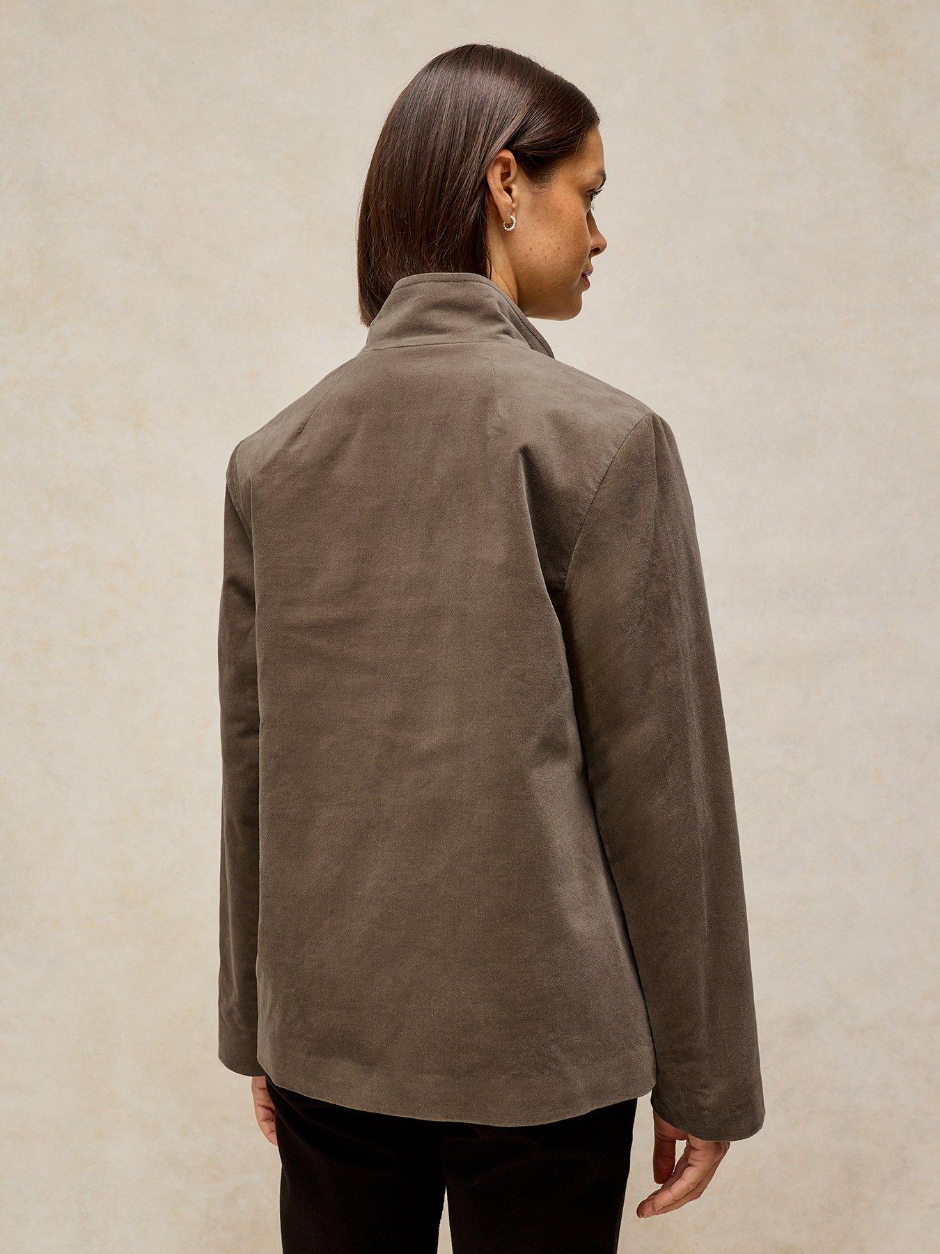 Image 2 of 5 of White Stuff Kaia Double-Breasted Velvet Jacket - Brown