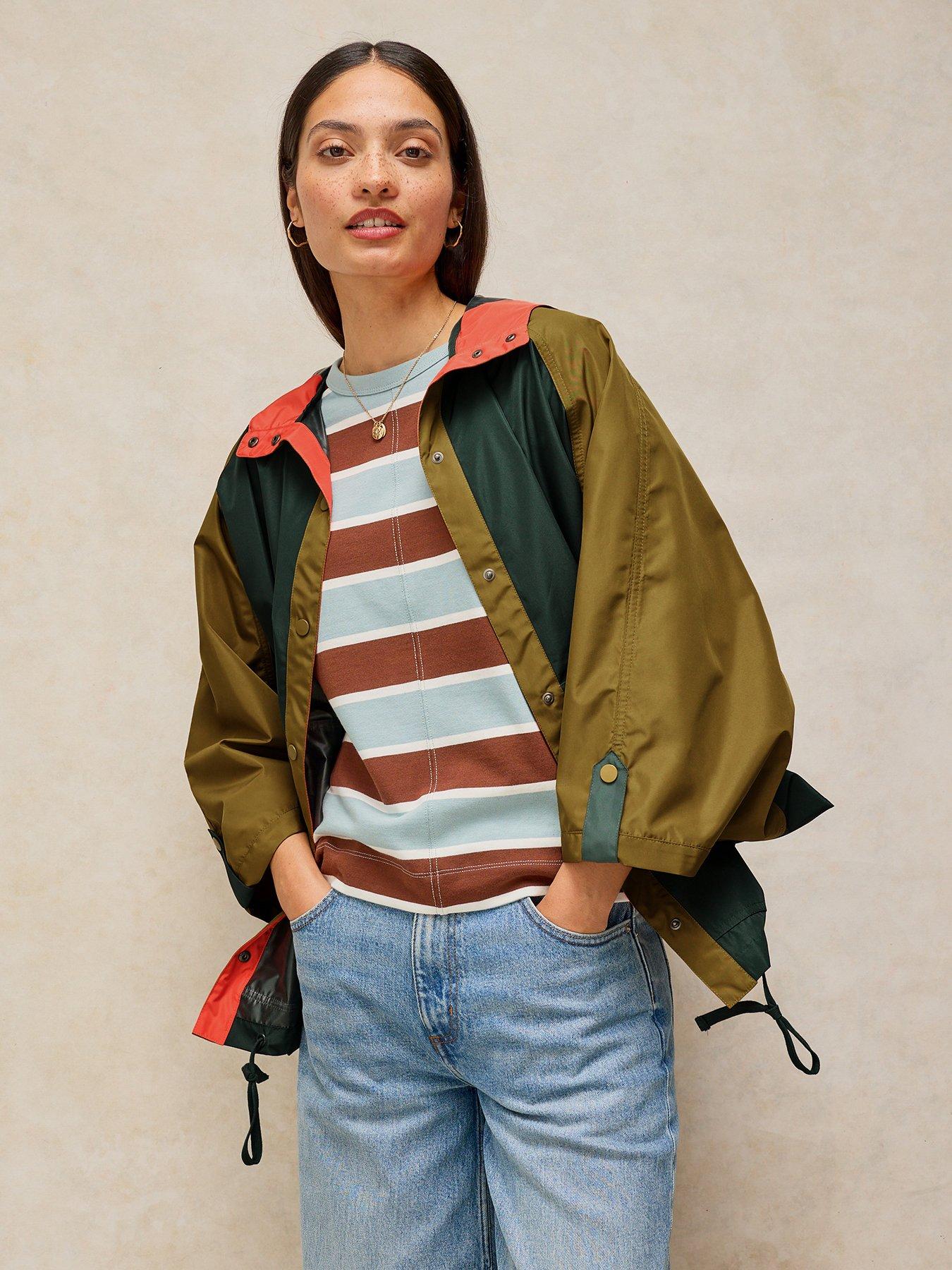 White Stuff Dakota Showerproof Poncho - Green