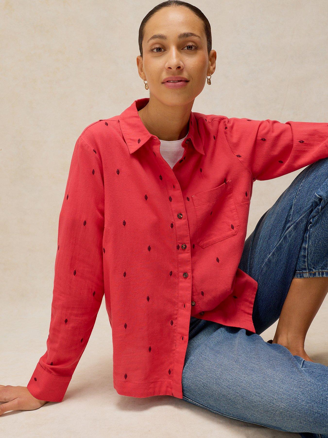 Image 1 of 6 of White Stuff Libby Cotton Shirt - Pink