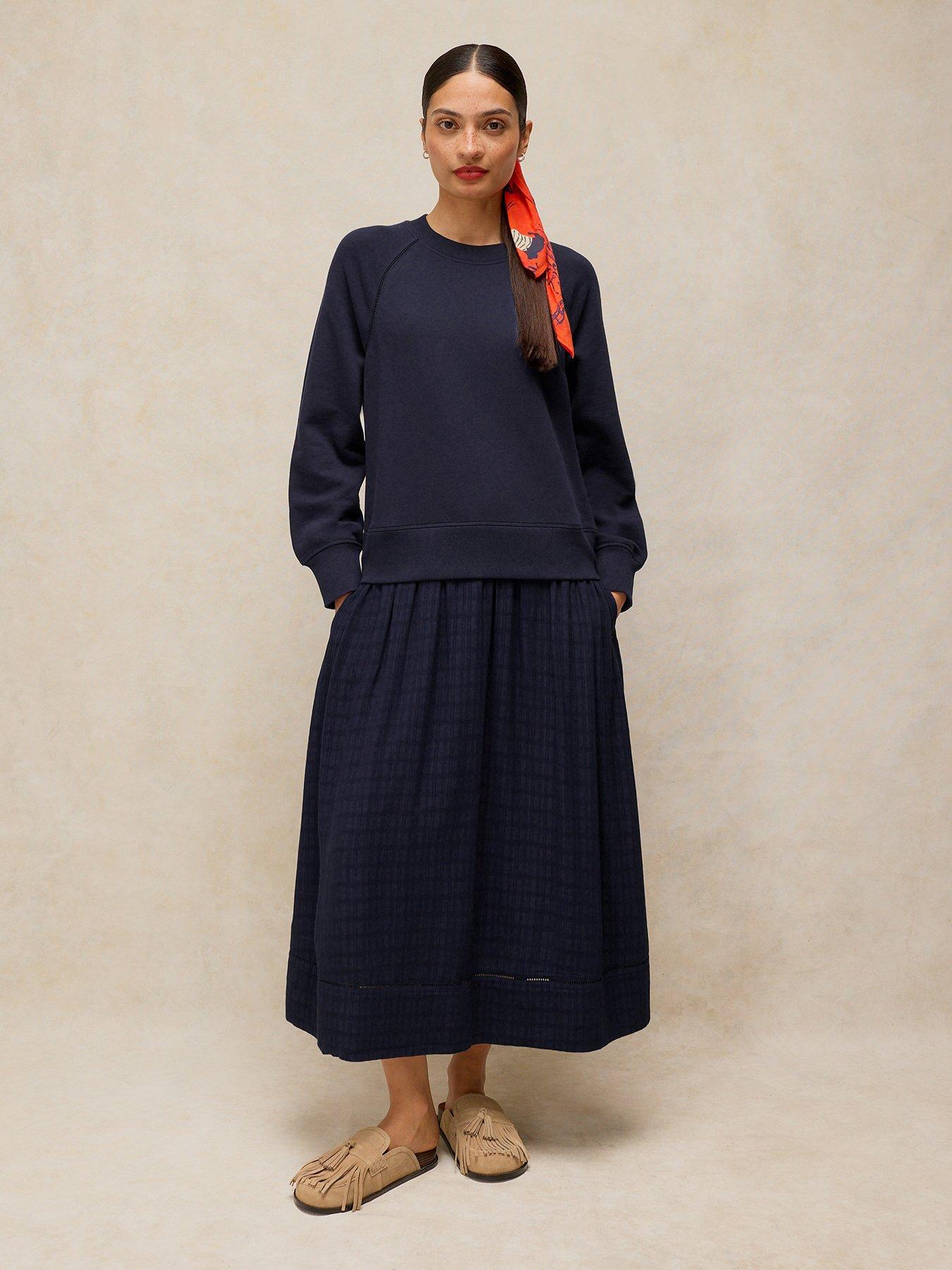 Image 1 of 6 of White Stuff Carter Mix Sweater Dress - Blue