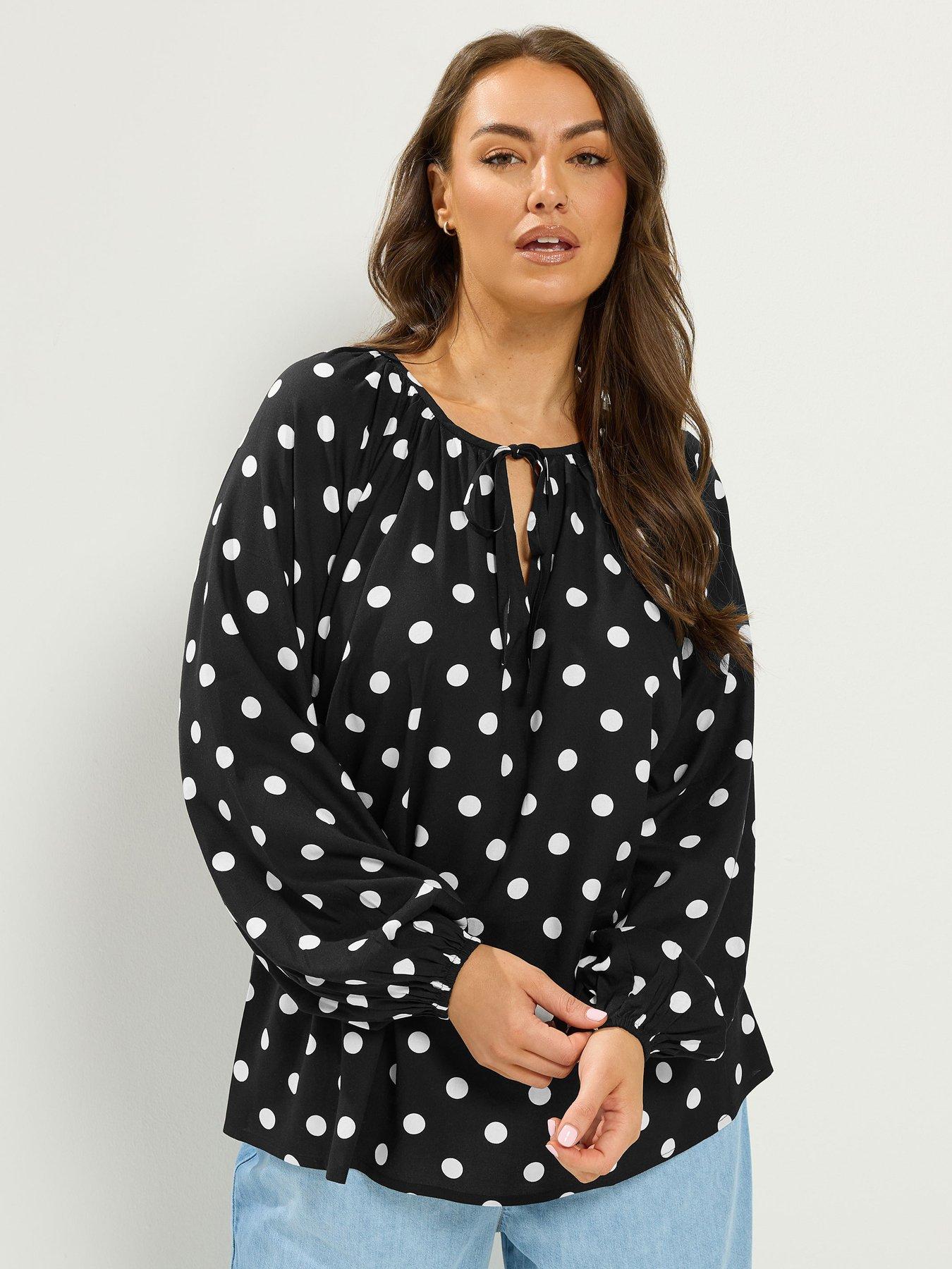 Image 1 of 4 of Yours Polka Dot Blouse - Black
