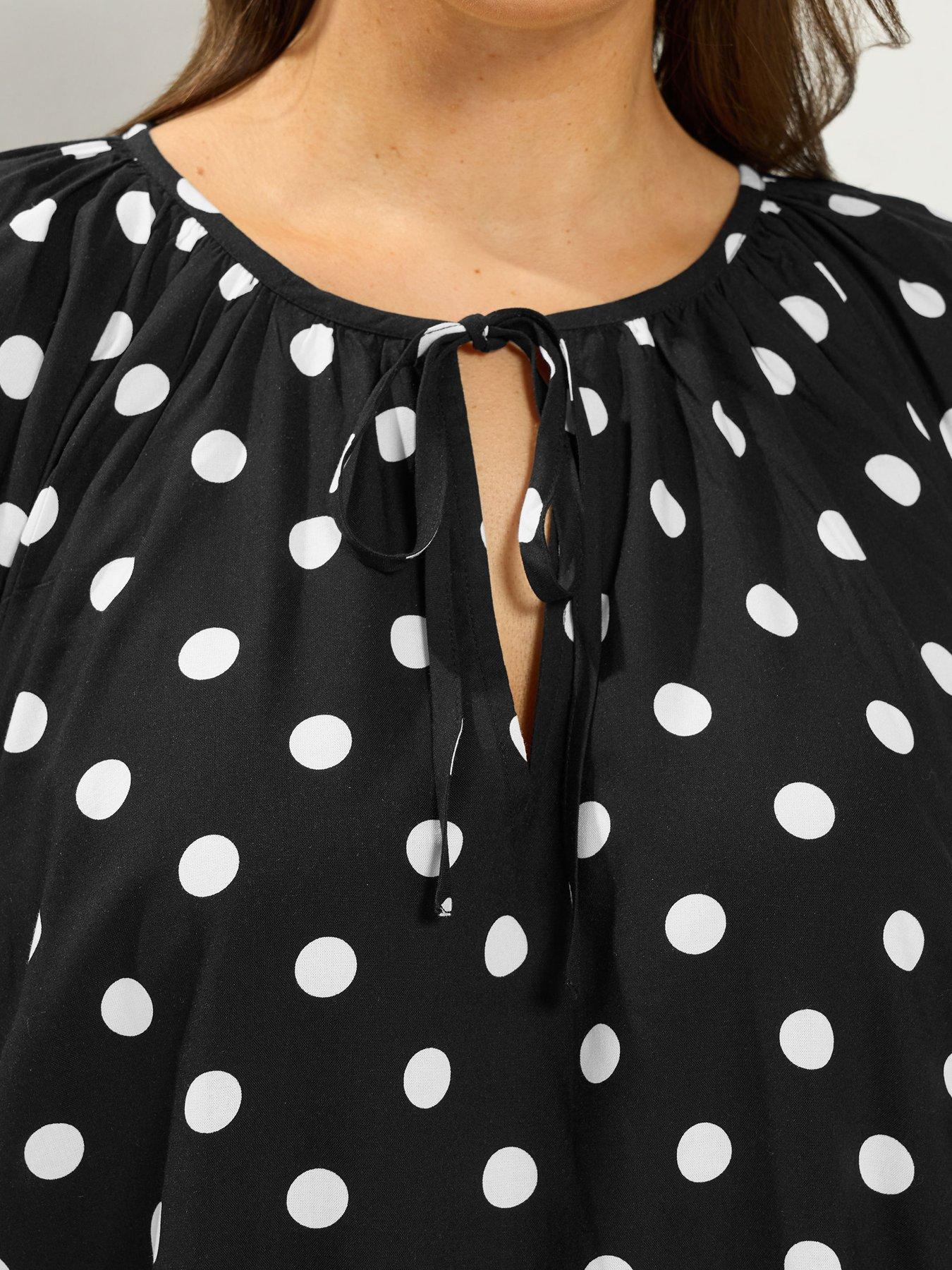 Image 4 of 4 of Yours Polka Dot Blouse - Black