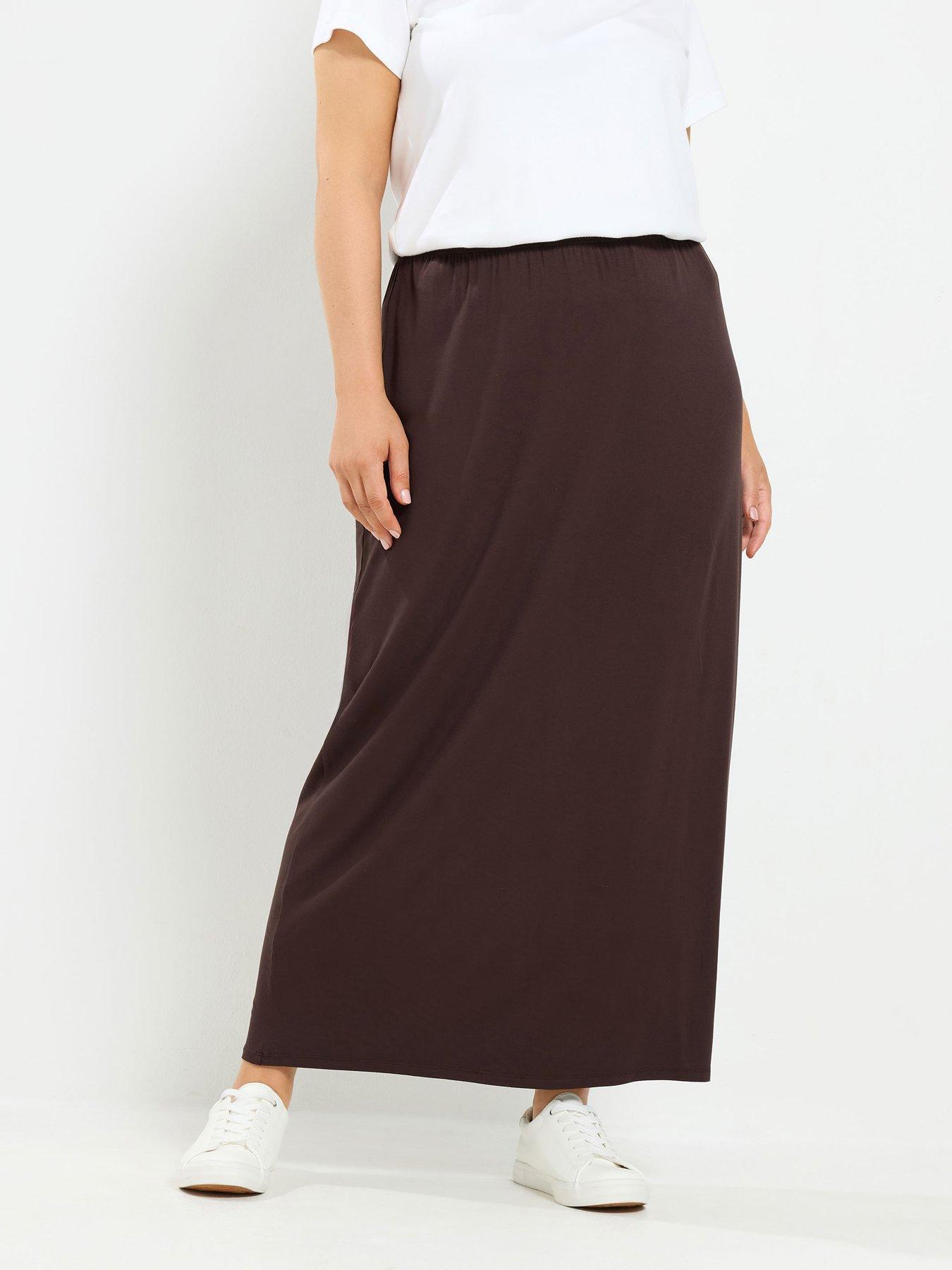 Yours Curve Tube Maxi Skirt - Brown