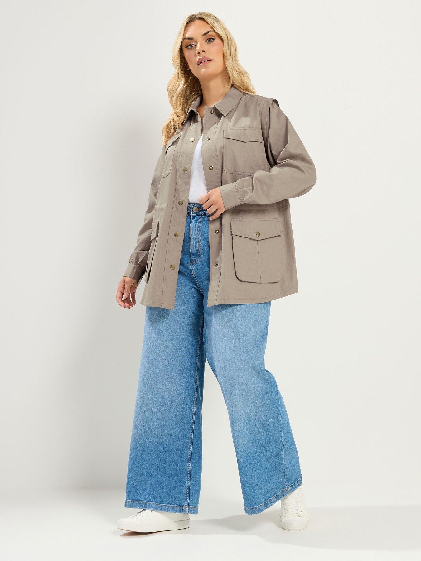 Image 3 of 4 of Yours Curve Carpenter Jacket - Natural Brown