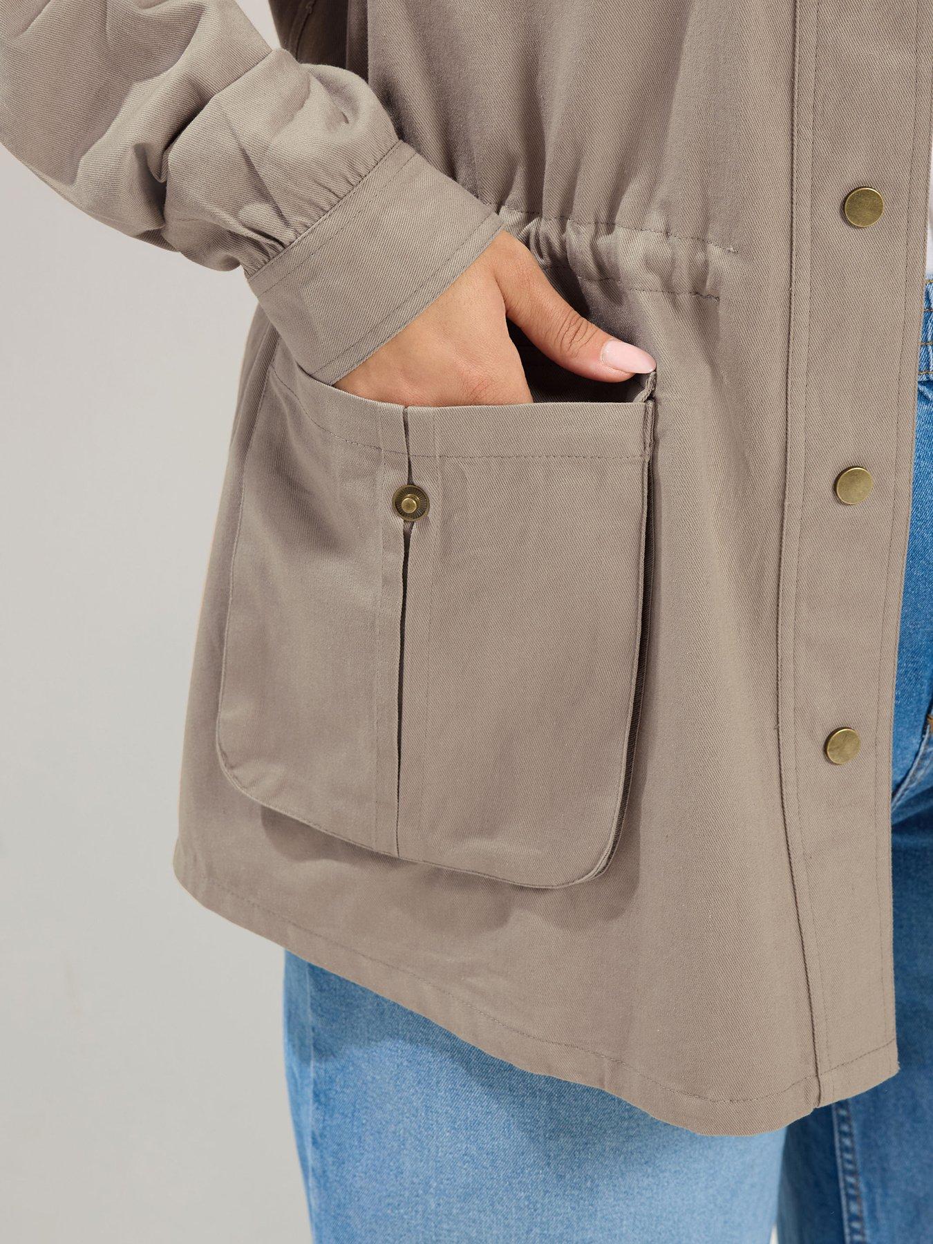 Image 4 of 4 of Yours Curve Carpenter Jacket - Natural Brown