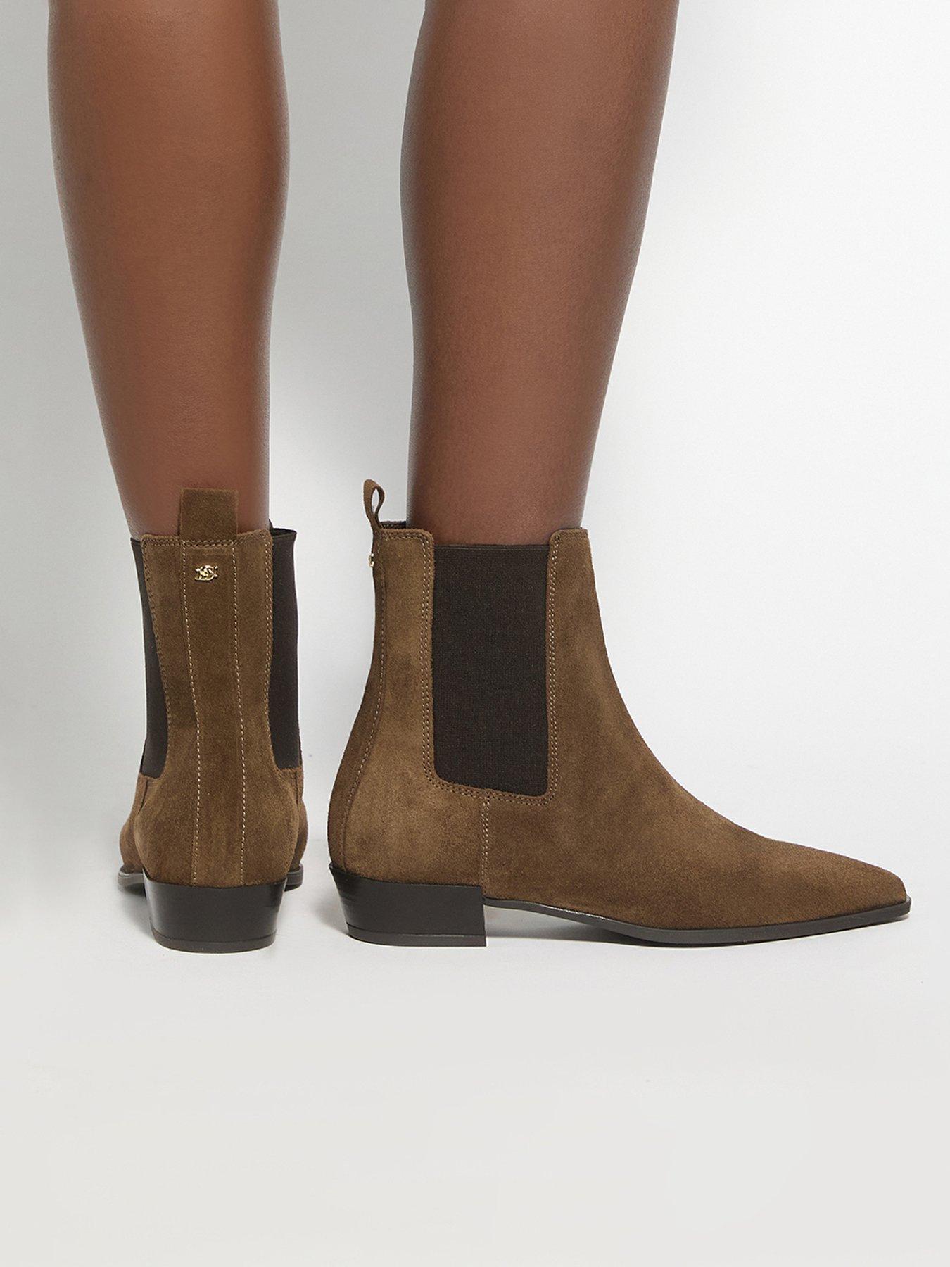 Dune London Parkas Chisel Toe Low Heel Chelsea Boots - Brown