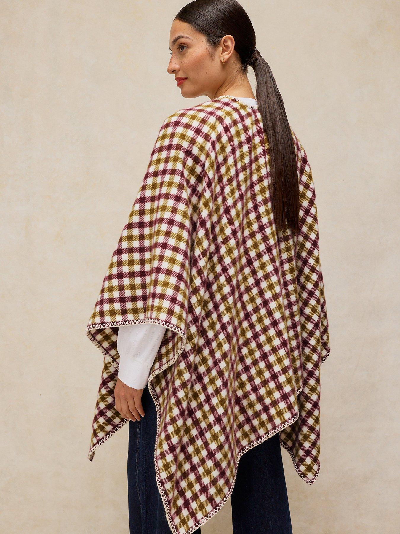 Image 2 of 6 of White Stuff Check Poncho - Green