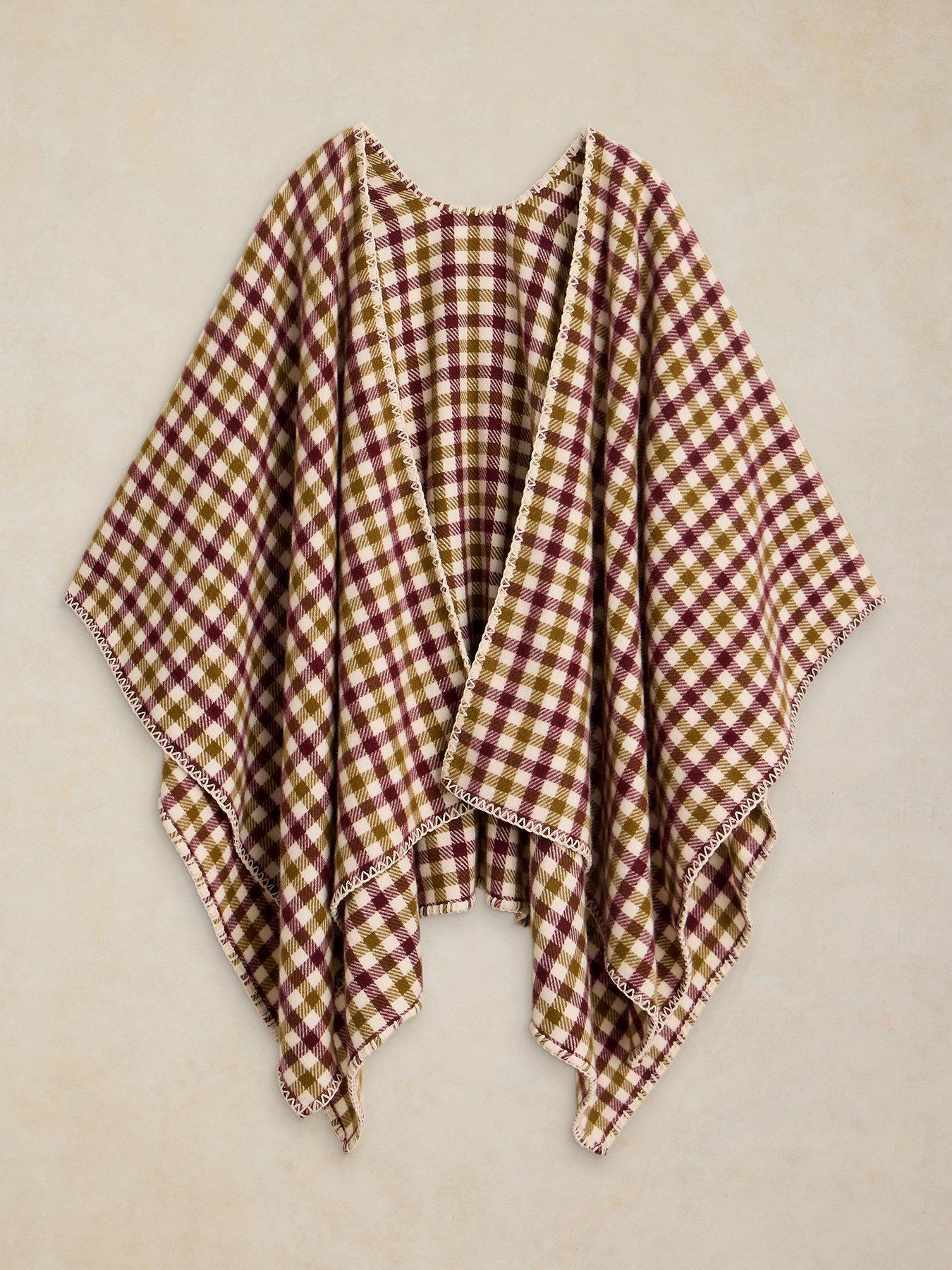 Image 5 of 6 of White Stuff Check Poncho - Green