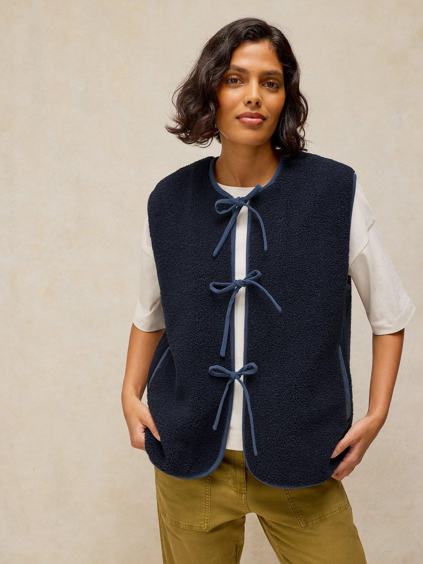 White Stuff Borg Tie Front Gilet - Blue