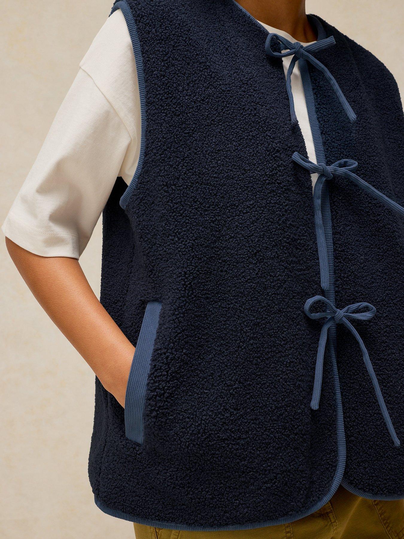 Image 4 of 6 of White Stuff Borg Tie Front Gilet - Blue