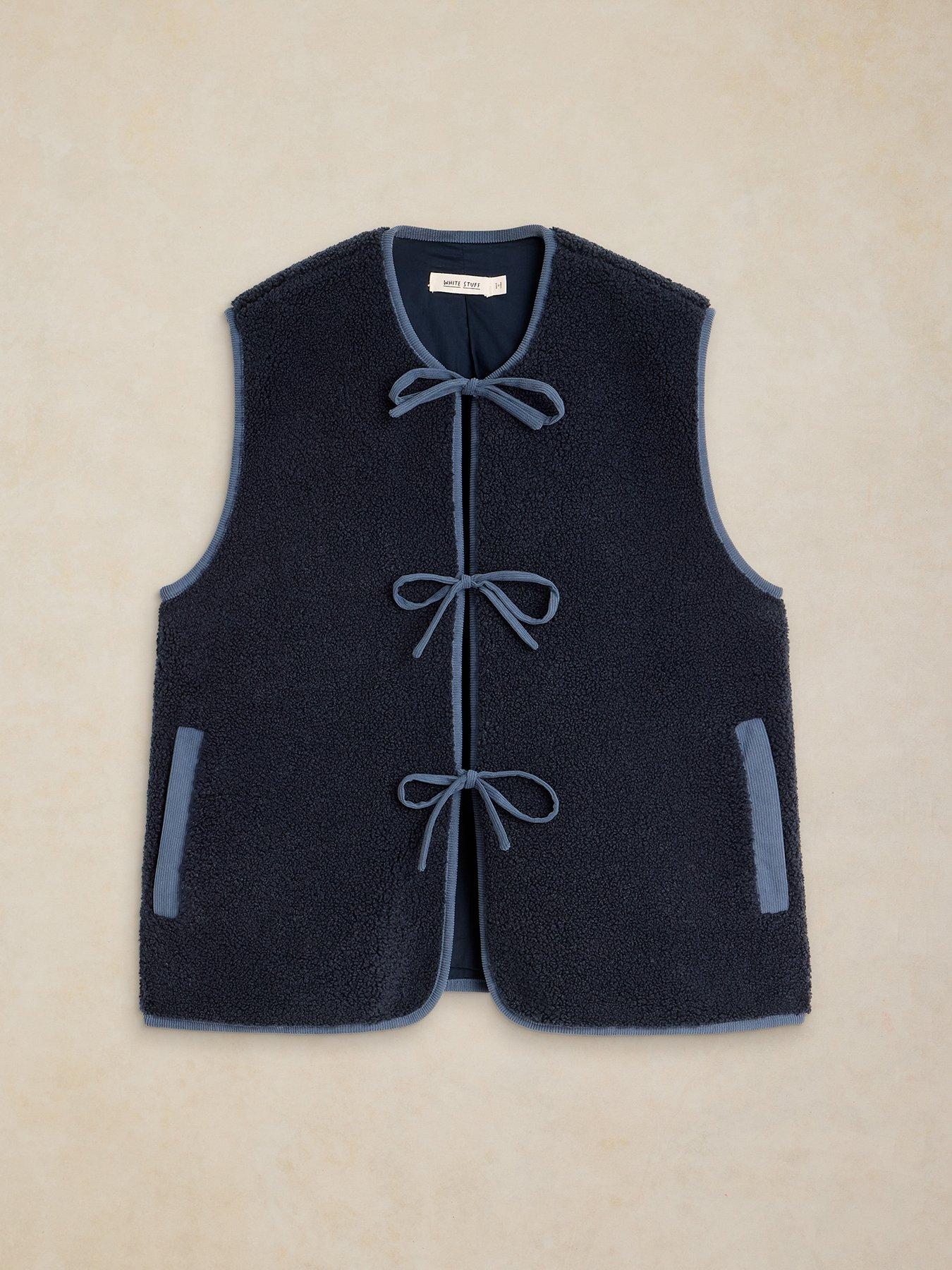 Image 5 of 6 of White Stuff Borg Tie Front Gilet - Blue
