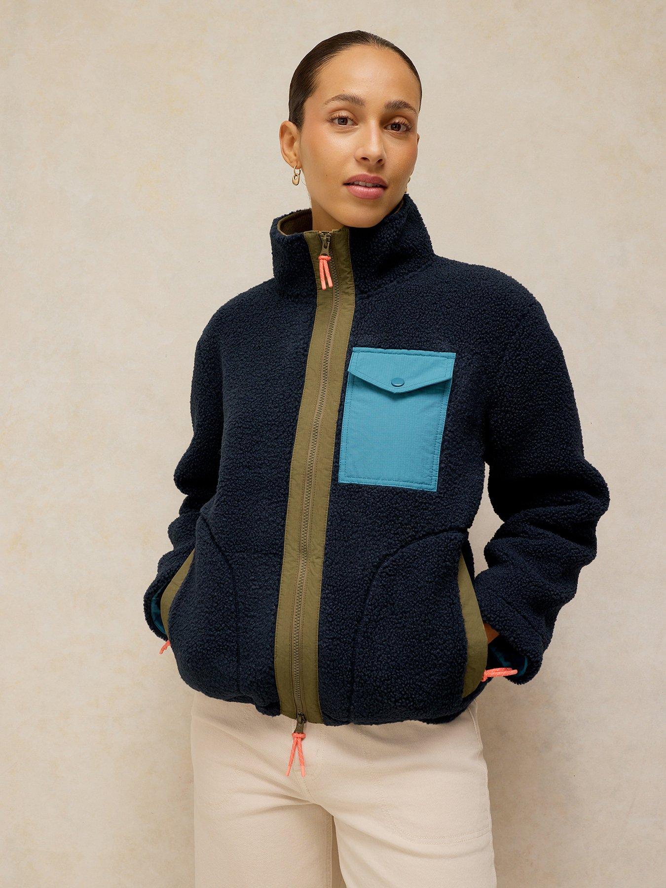 Image 1 of 6 of White Stuff Borg Zip Through Jacket - Blue