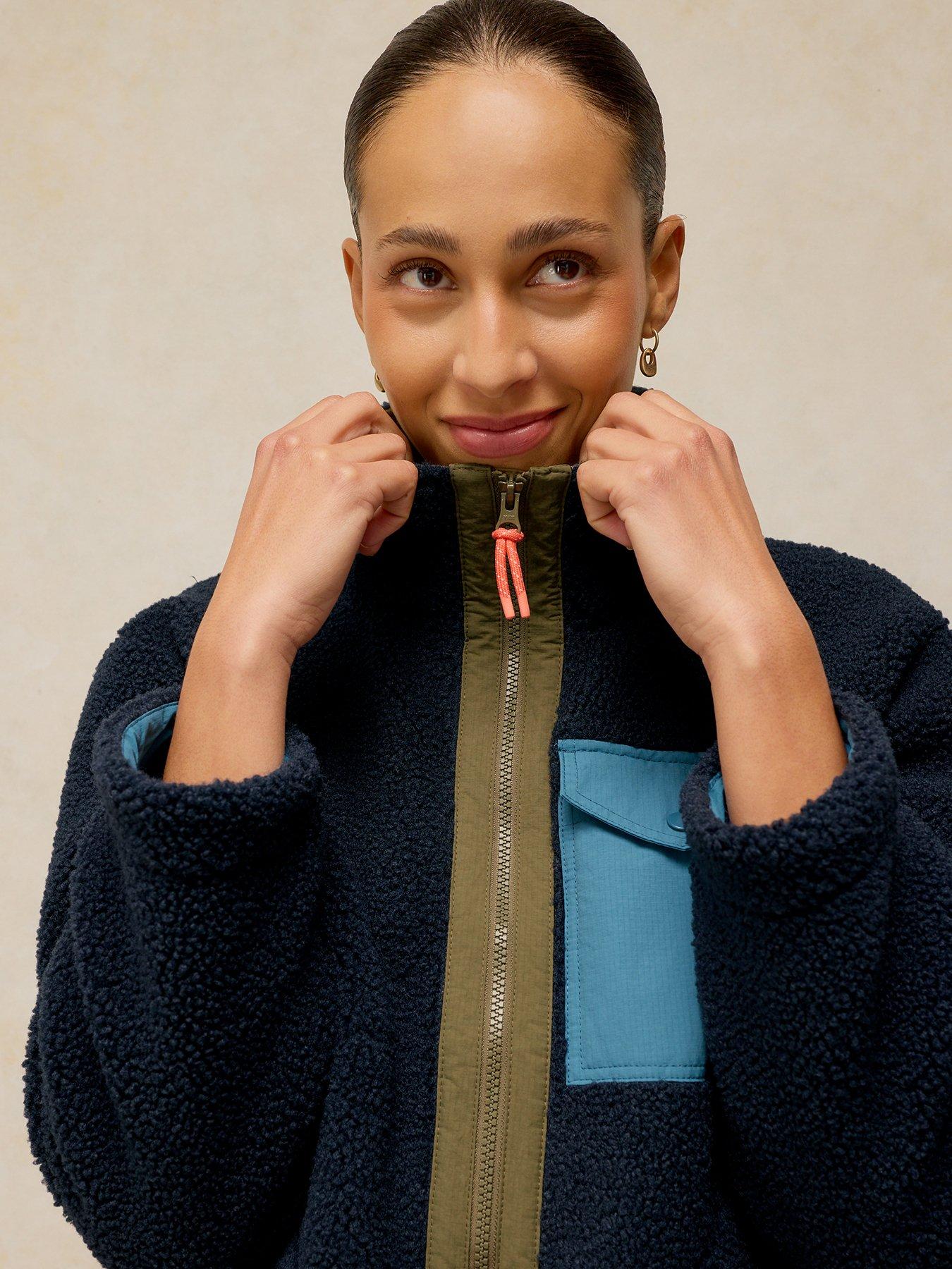 Image 4 of 6 of White Stuff Borg Zip Through Jacket - Blue