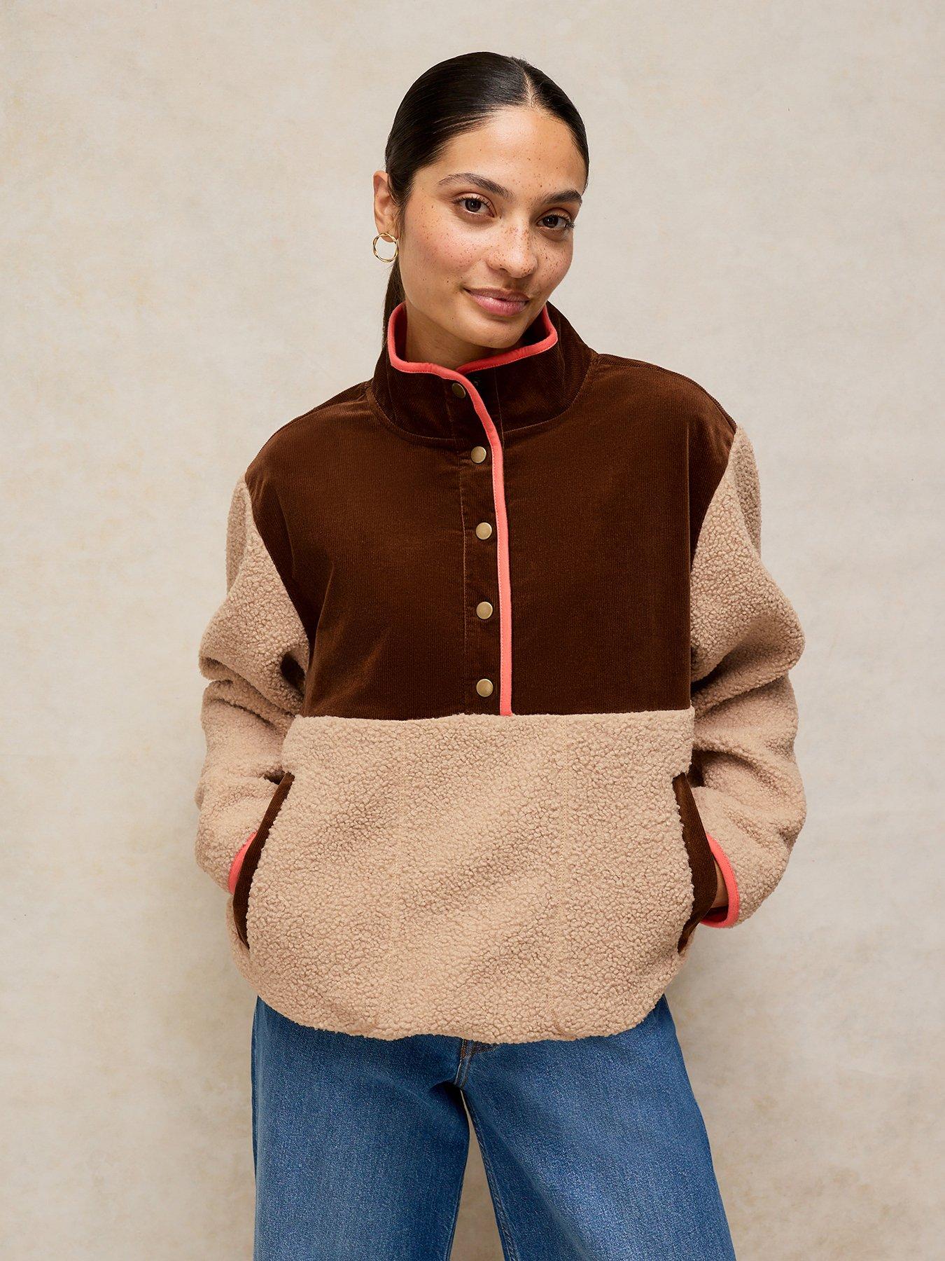 Image 1 of 5 of White Stuff Borg Half Placket Borg Fleece Jacket - Beige