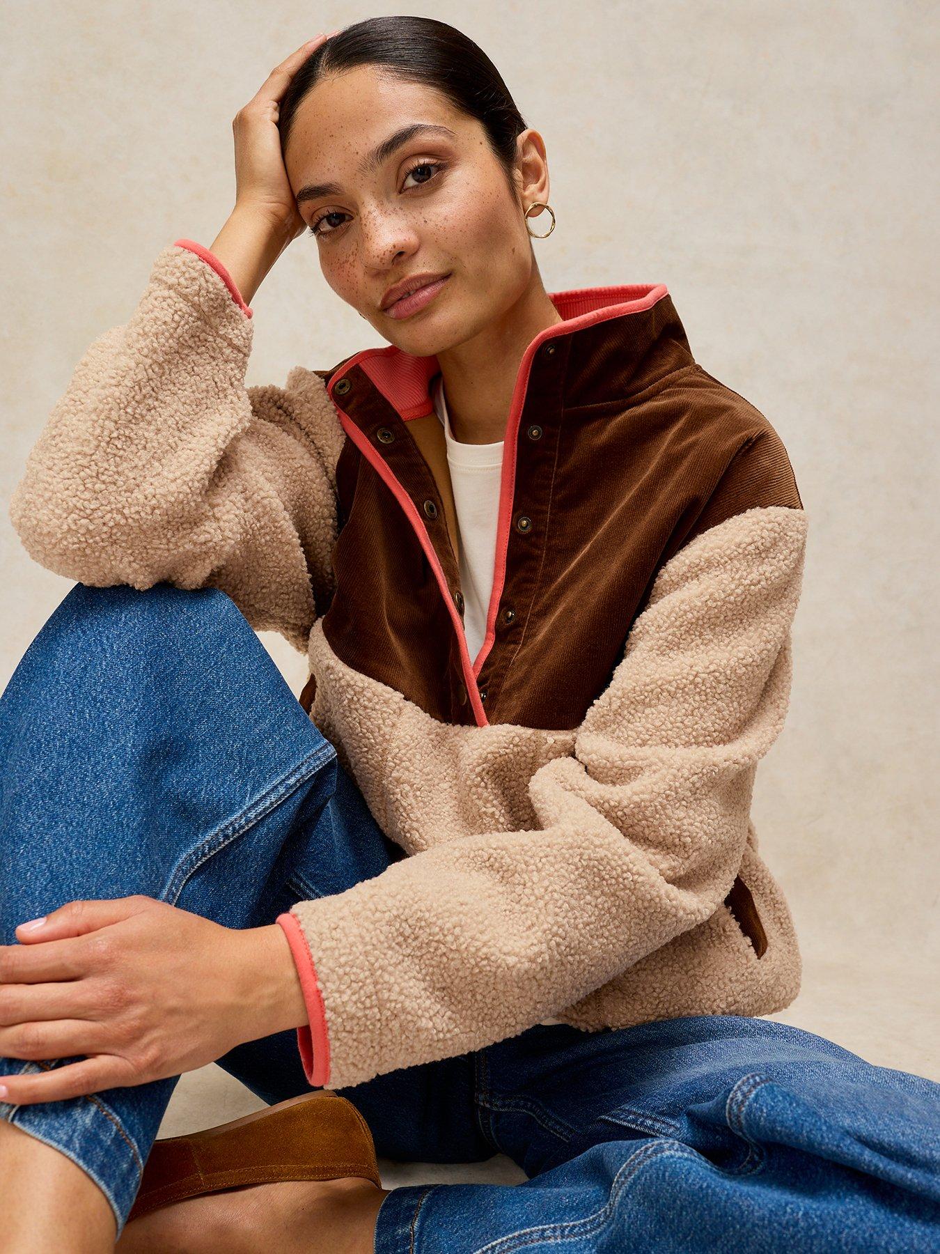 Image 4 of 5 of White Stuff Borg Half Placket Borg Fleece Jacket - Beige