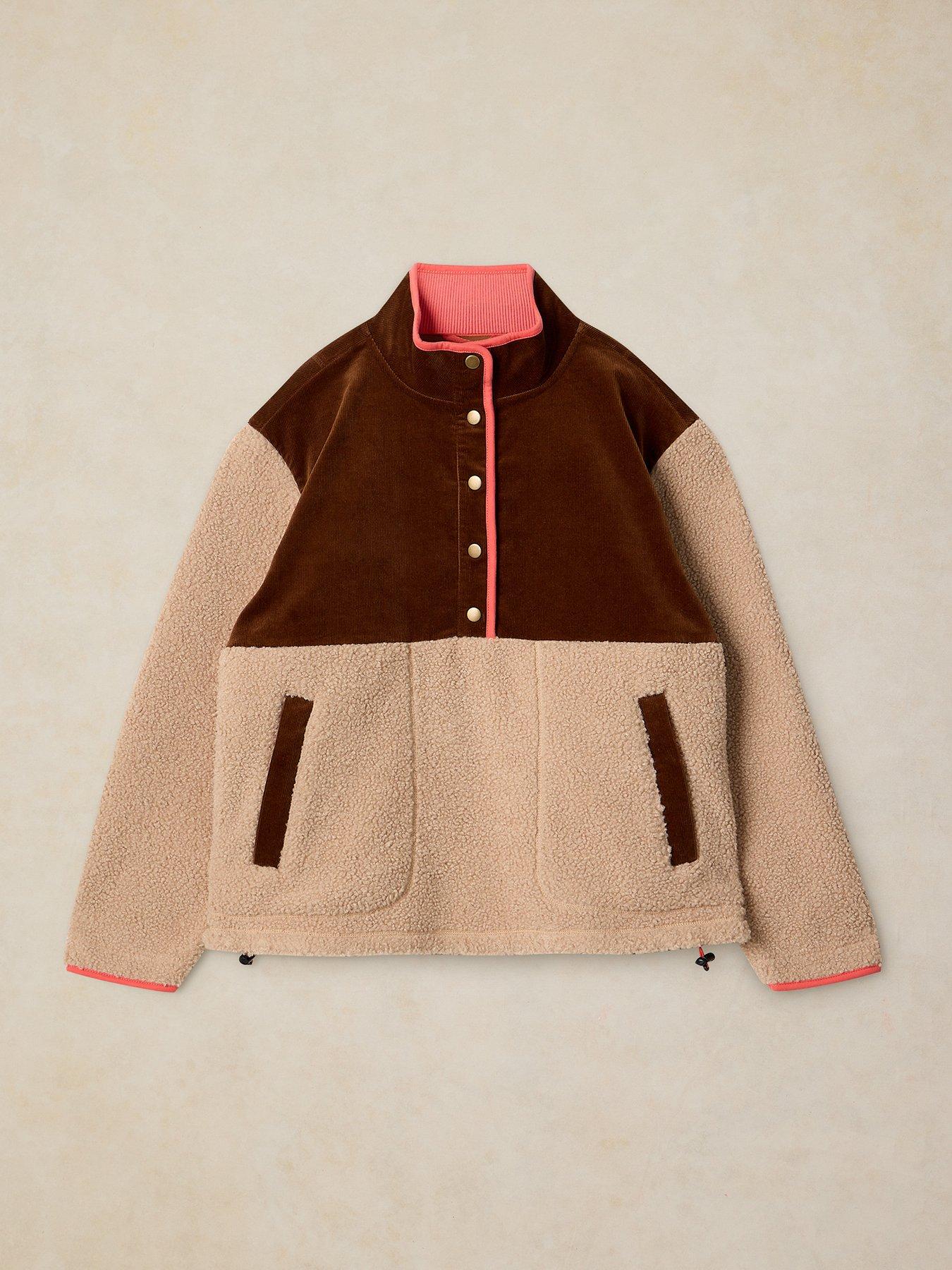 Image 5 of 5 of White Stuff Borg Half Placket Borg Fleece Jacket - Beige