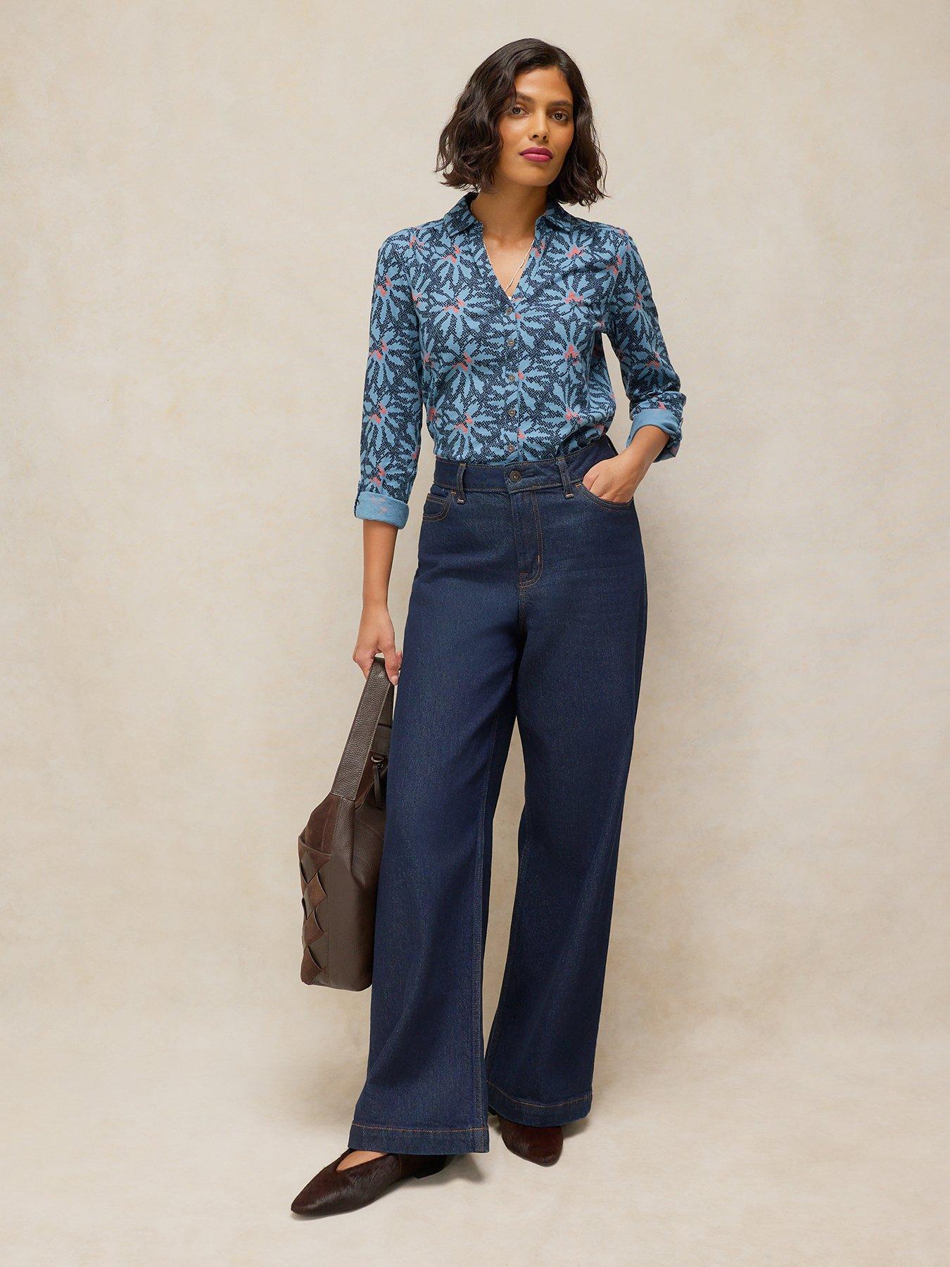 Image 3 of 6 of White Stuff Annie Jersey Shirt - Blue