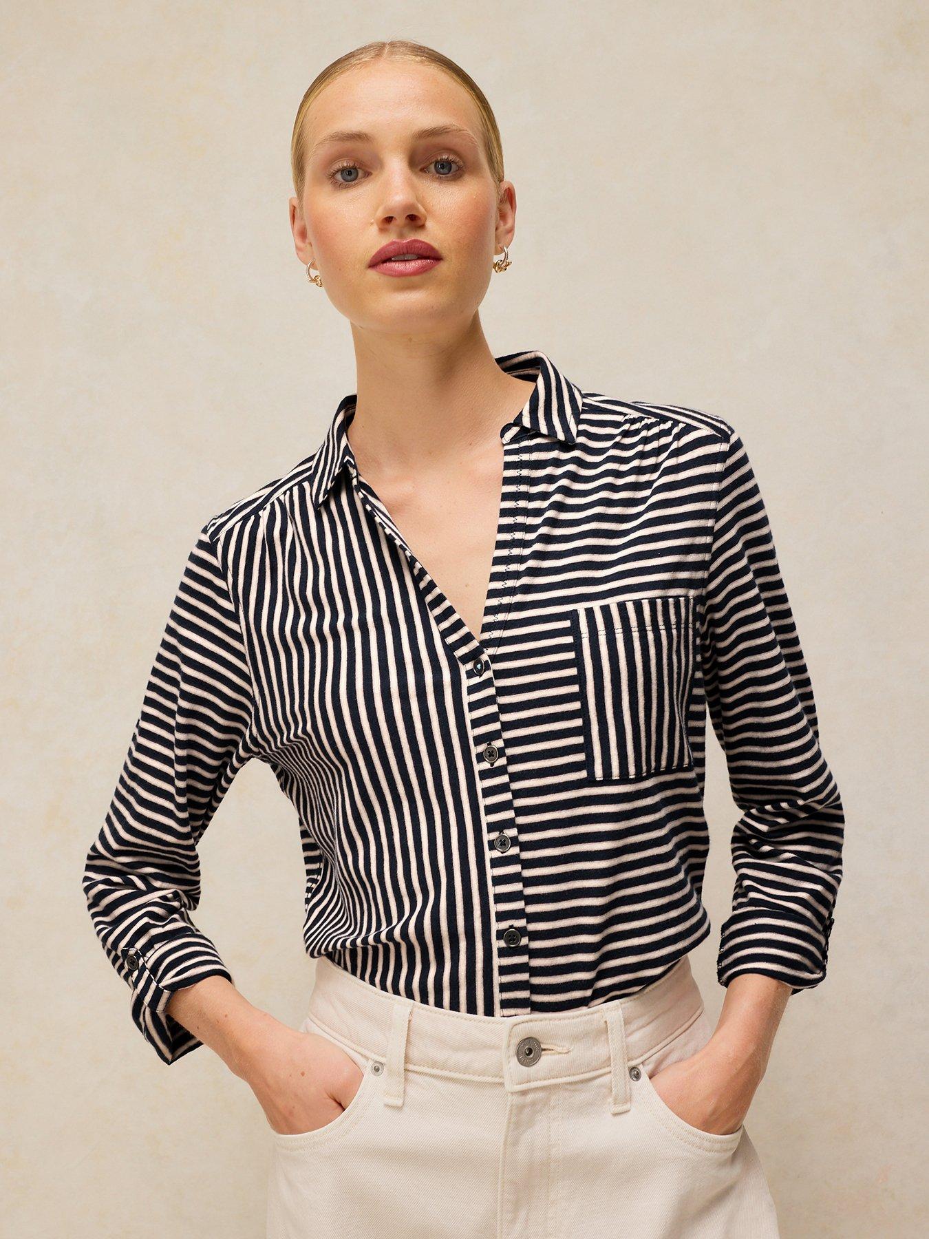 White Stuff Annie Stripe Jersey Shirt - Blue
