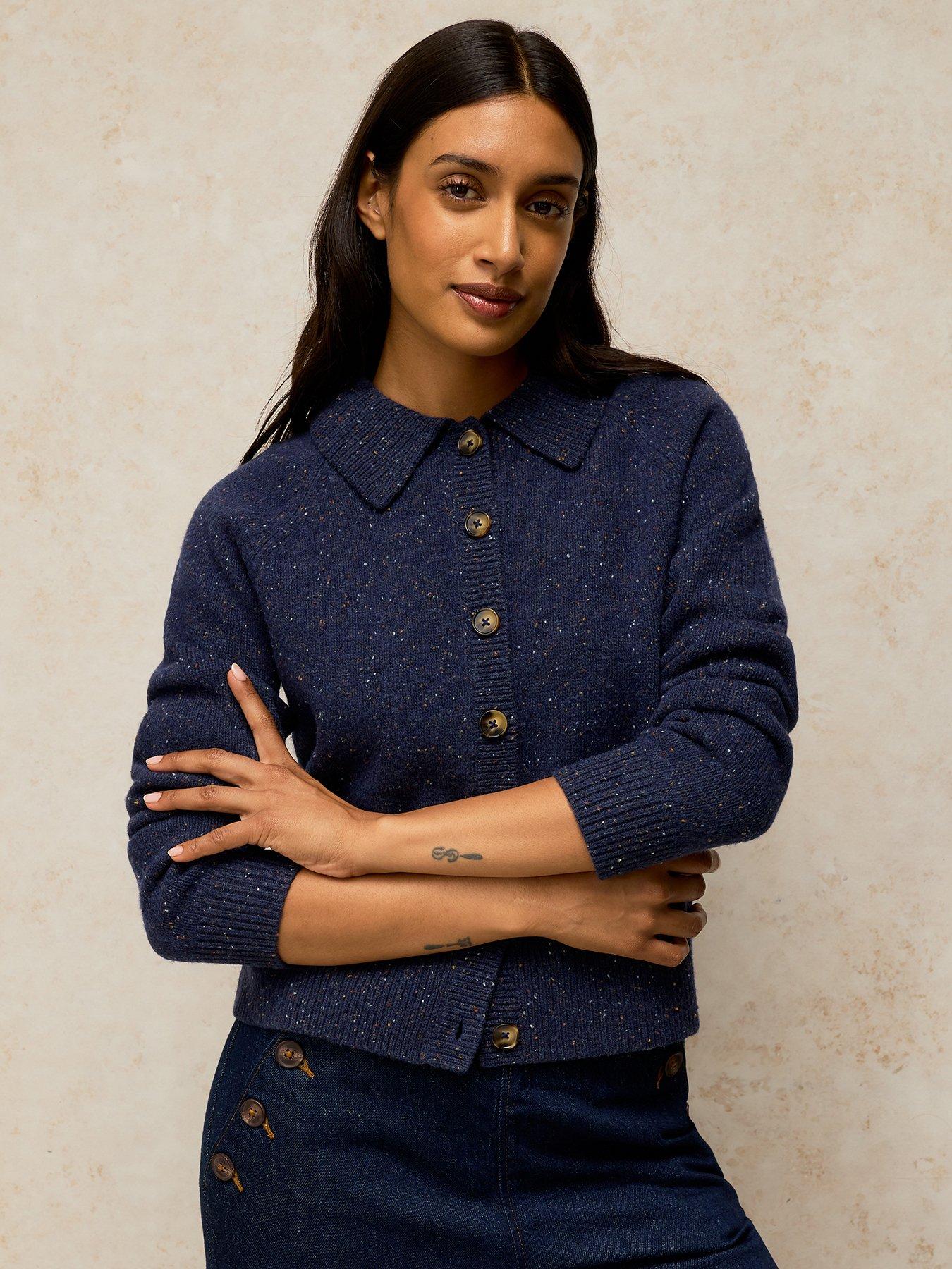 White Stuff Shepherd Collar Cardigan - Blue