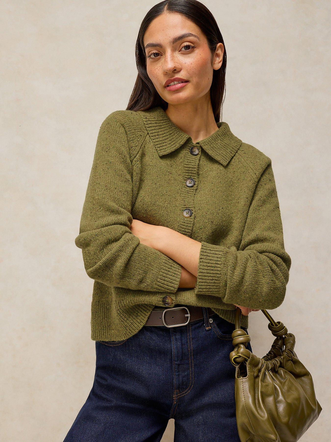 White Stuff Shepherd Collar Cardigan - Green