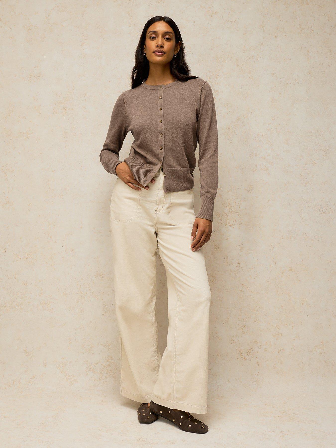 Image 3 of 5 of White Stuff Lois Crew Neck Cardigan - Beige