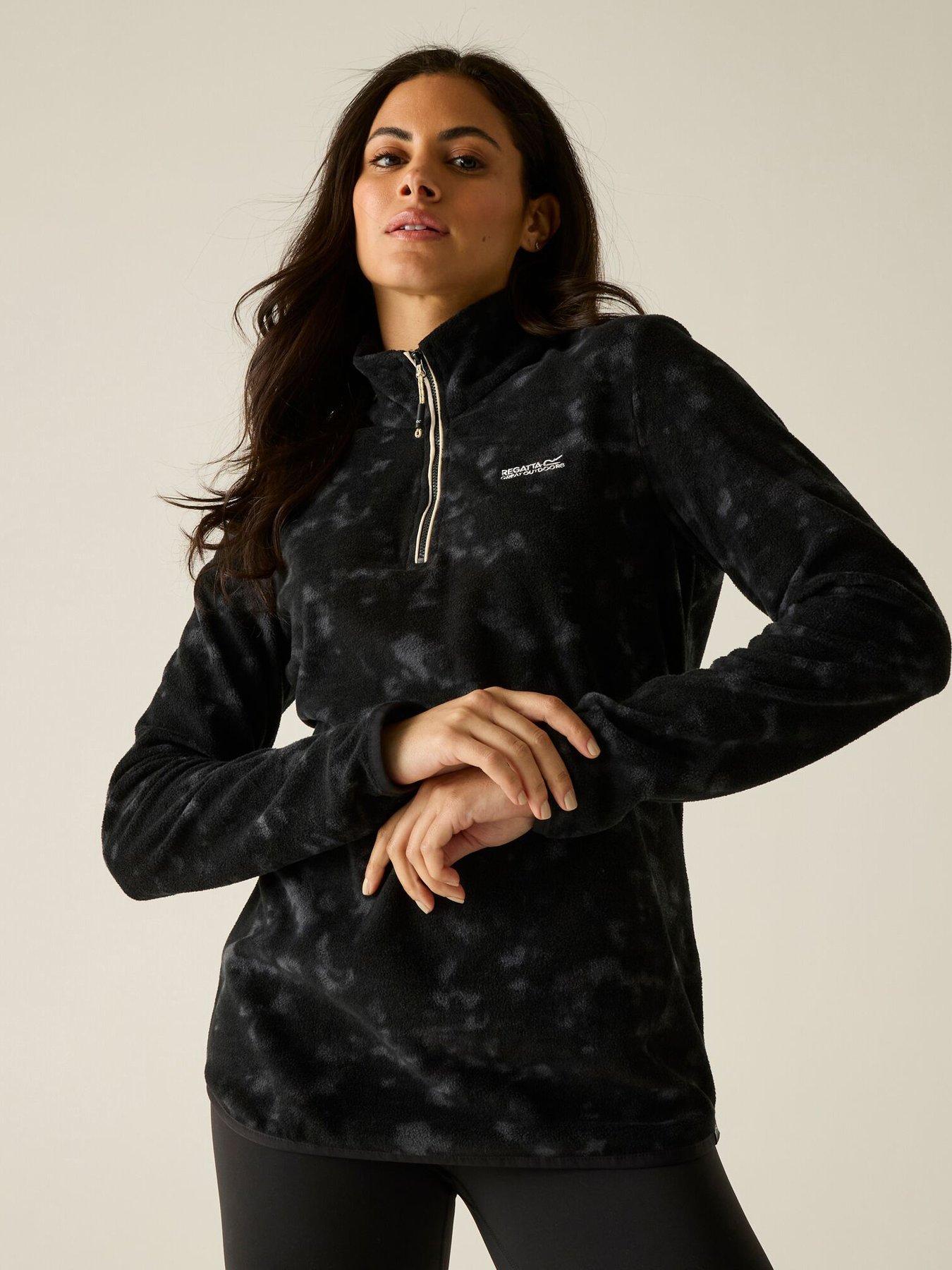 Regatta Ladies Margot 1/4 Zip Fleece-black Brushstroke Print.