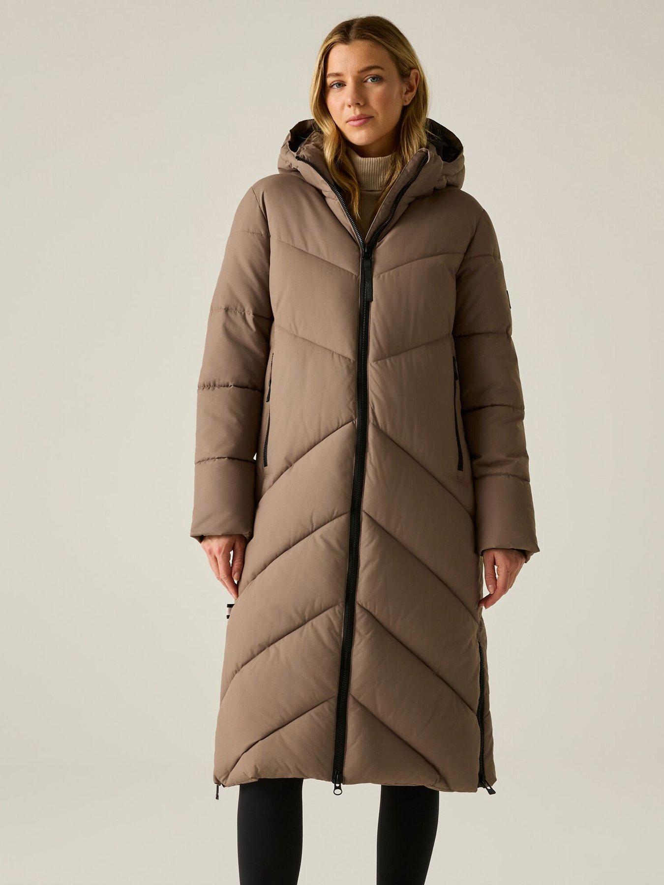 Image 1 of 7 of Regatta Womens Merida Water-Repellent Hooded Longline Jacket - Brown