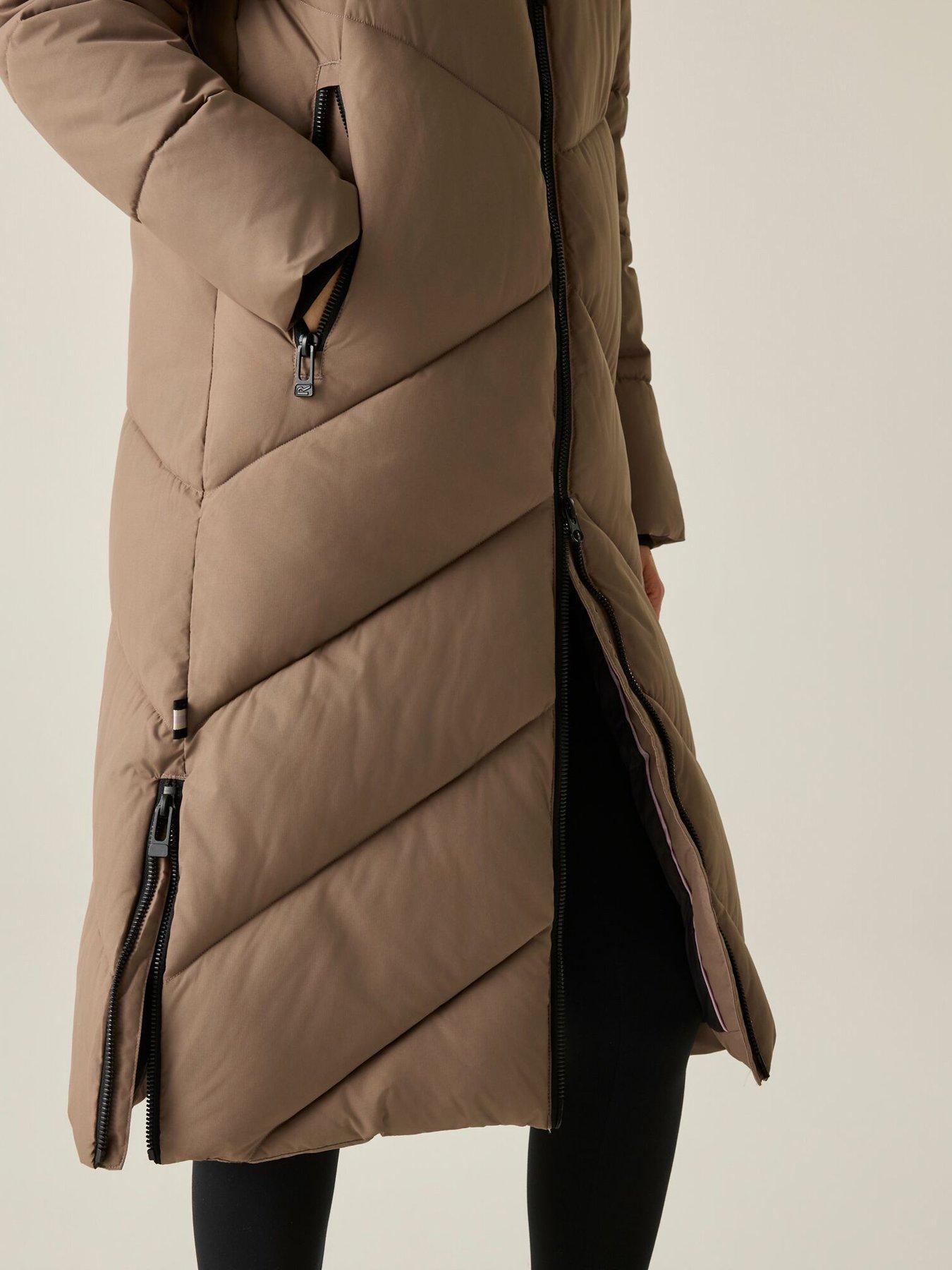 Image 6 of 7 of Regatta Womens Merida Water-Repellent Hooded Longline Jacket - Brown
