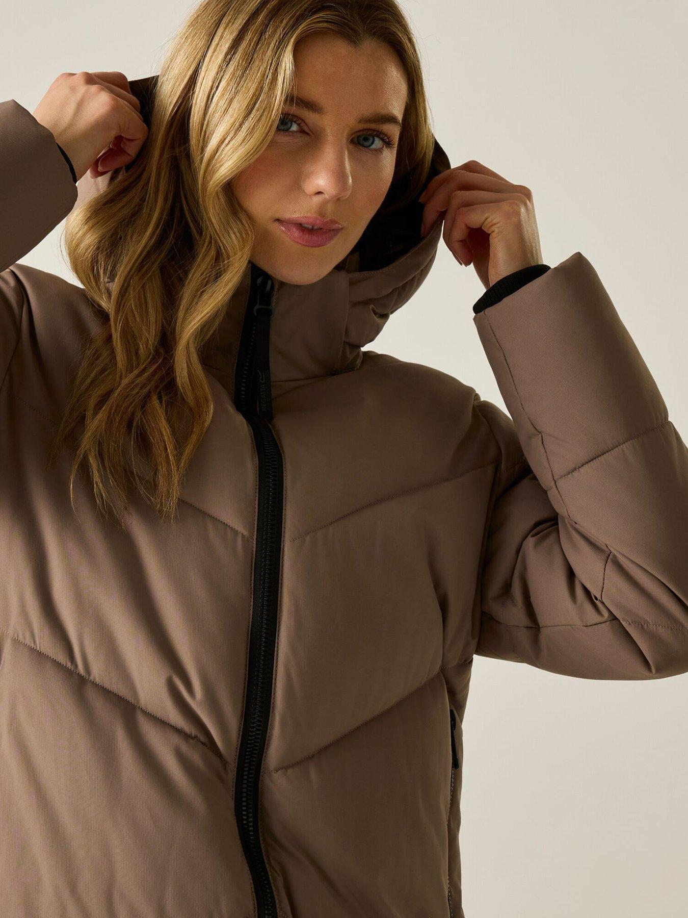 Image 7 of 7 of Regatta Womens Merida Water-Repellent Hooded Longline Jacket - Brown