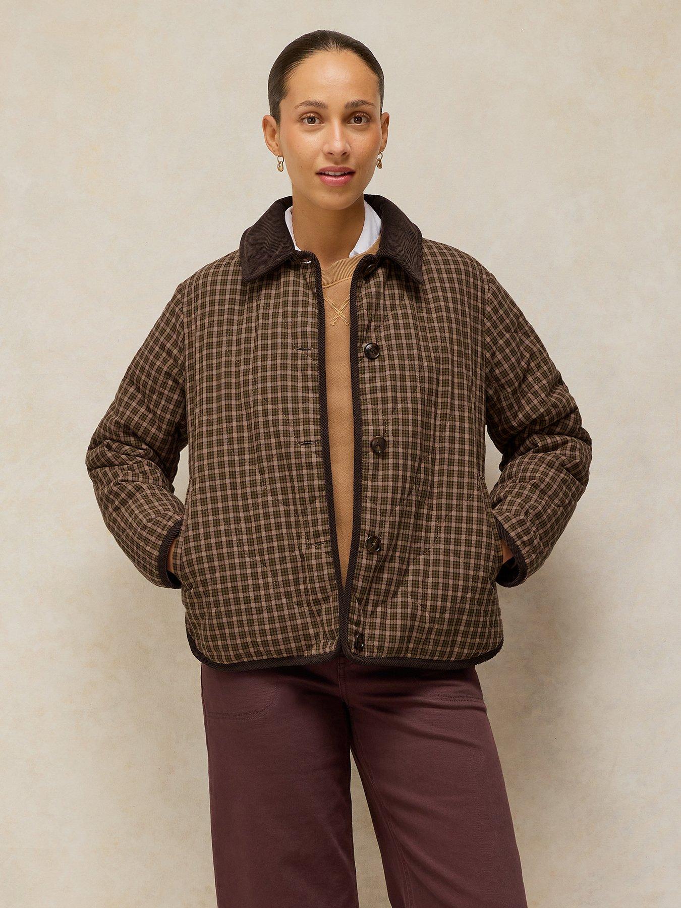 White Stuff Arden Reversible Checked Jacket - Brown