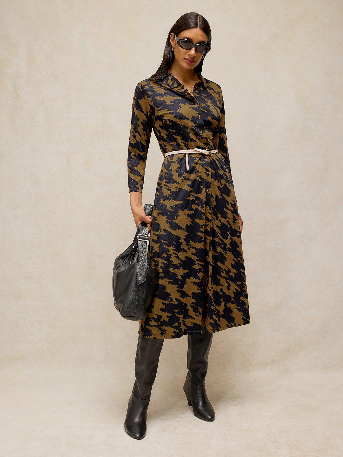 White Stuff Rua Midi Collared Jersey Dress - Green