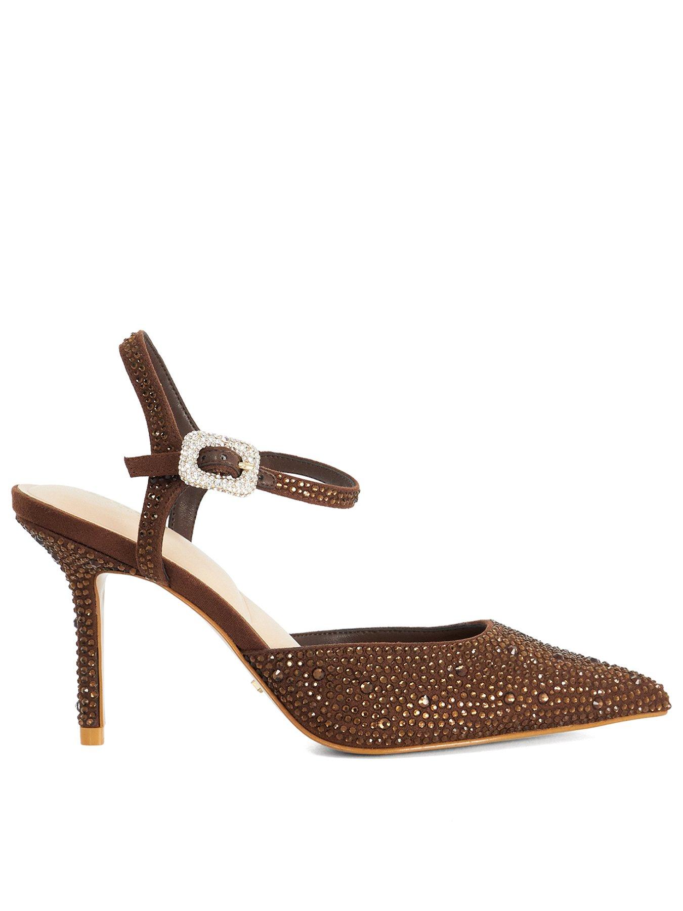 Dune London Compliments Hotfix Embellished Stiletto Heels - Brown