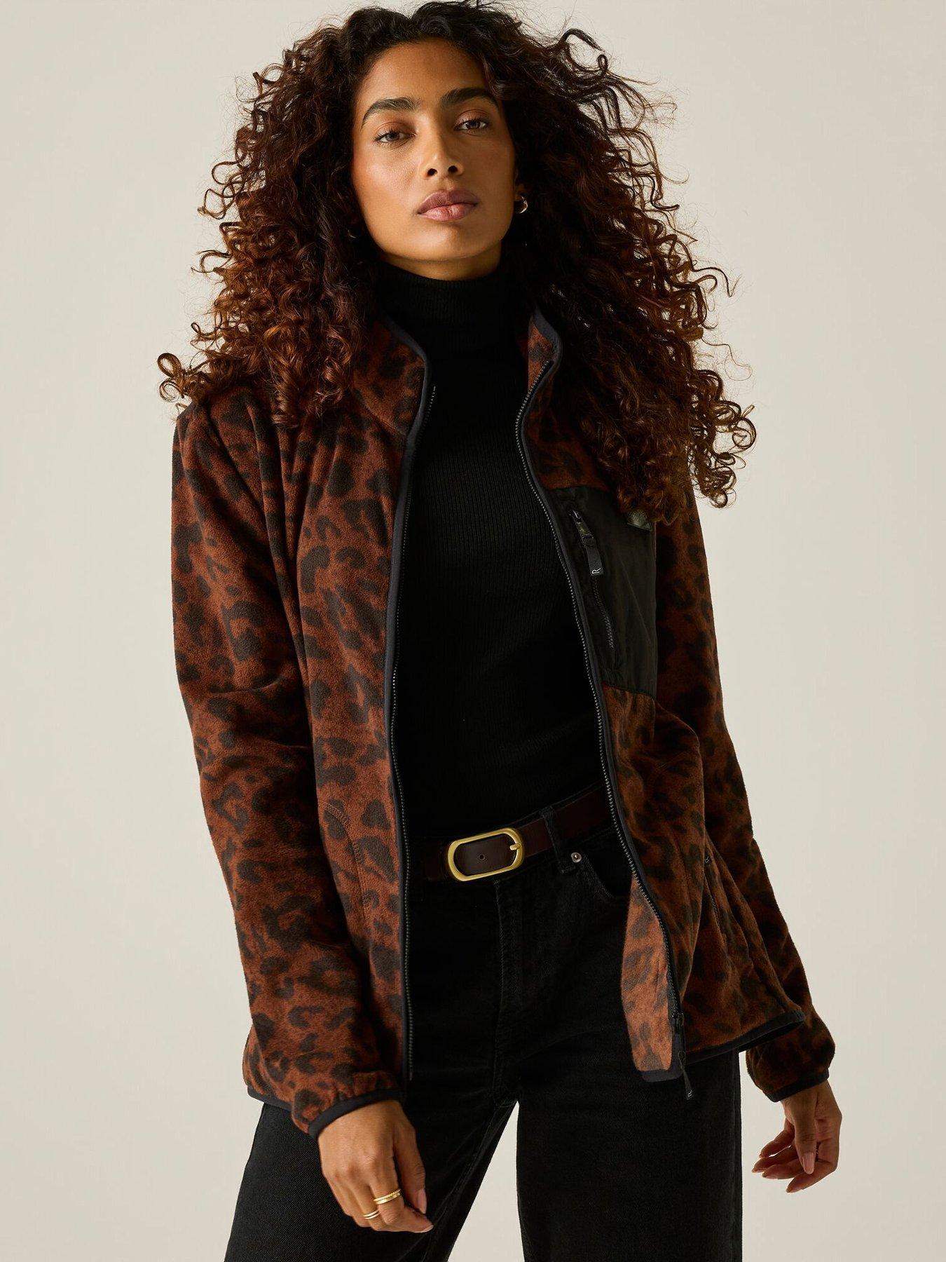 Regatta Ladies Women's Frankie Full Zip Fleece-textured Dark Leopard