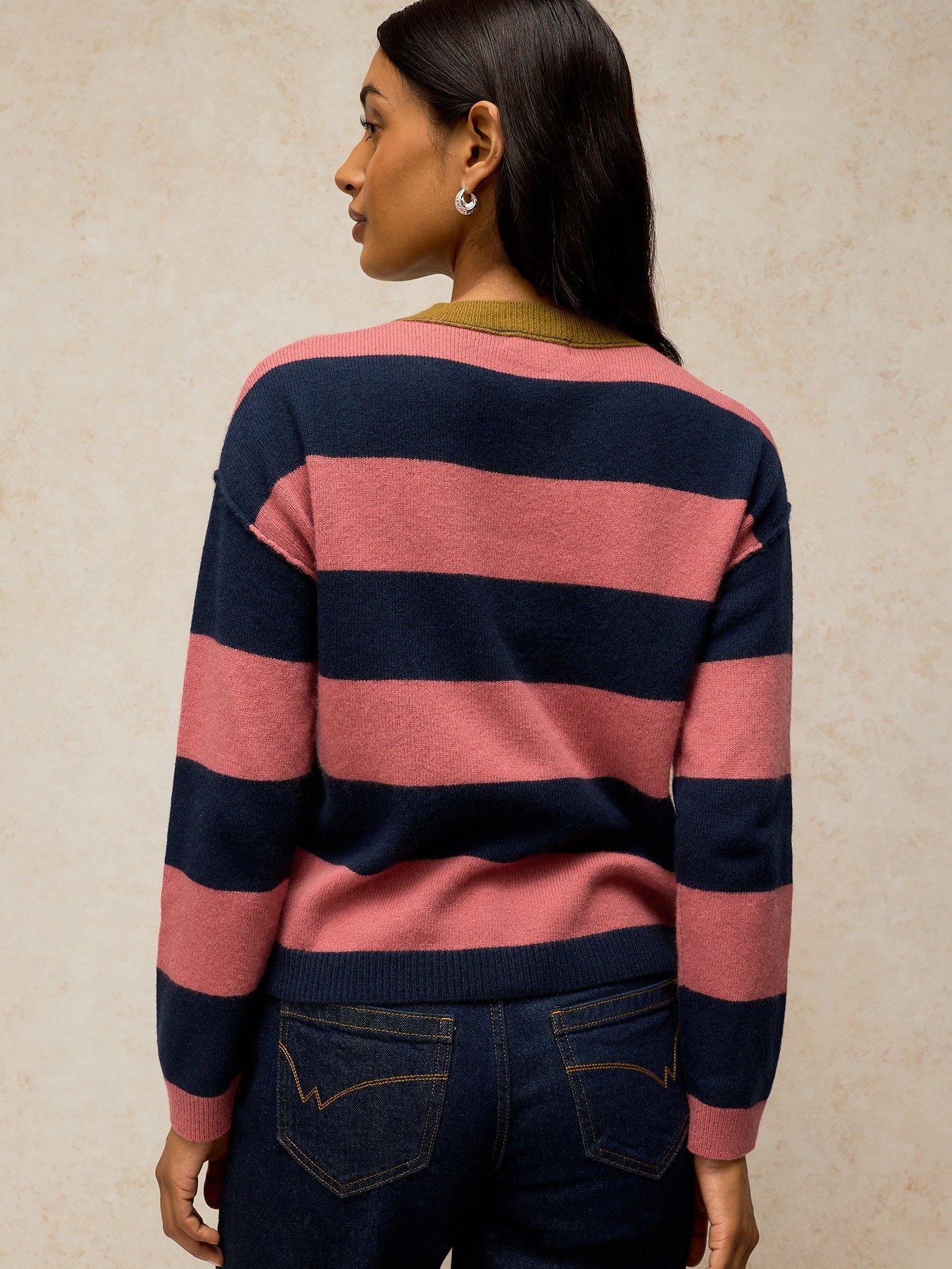 Image 2 of 5 of White Stuff Womens Sansa Colourblock Button-Through Cardigan - Pink