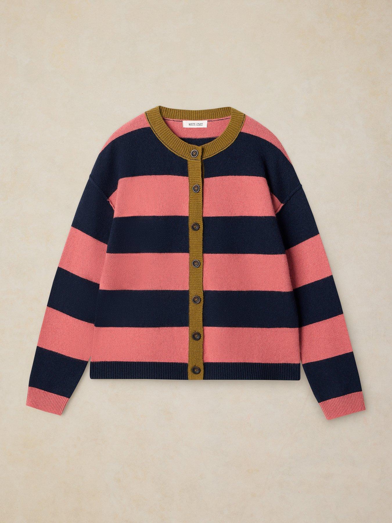 Image 5 of 5 of White Stuff Womens Sansa Colourblock Button-Through Cardigan - Pink
