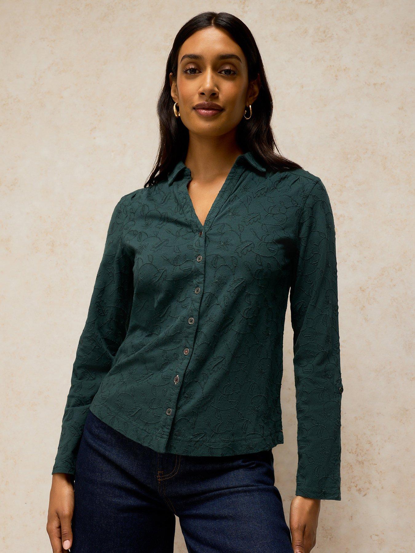 White Stuff Annie Embroidered Shirt - Green
