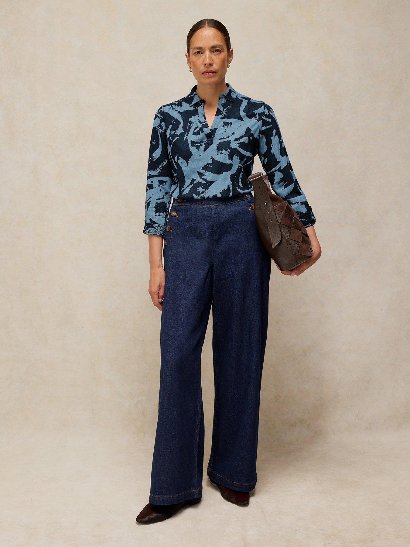 Image 3 of 6 of White Stuff Allie Jersey Shirt - Blue
