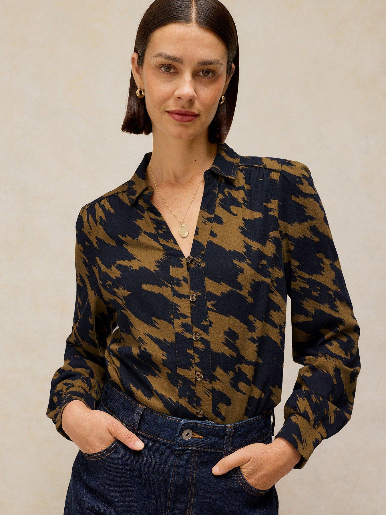 White Stuff Ronley Printed Button-Through Blouse Shirt - Green