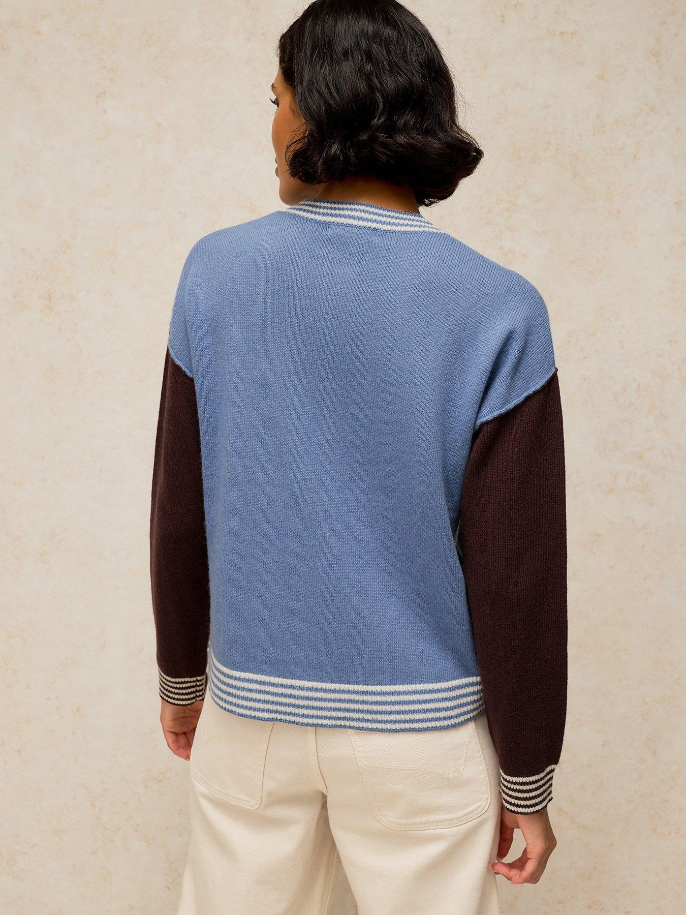 Image 2 of 5 of White Stuff Womens Sansa Colour Block Button-Through Cardigan - Blue
