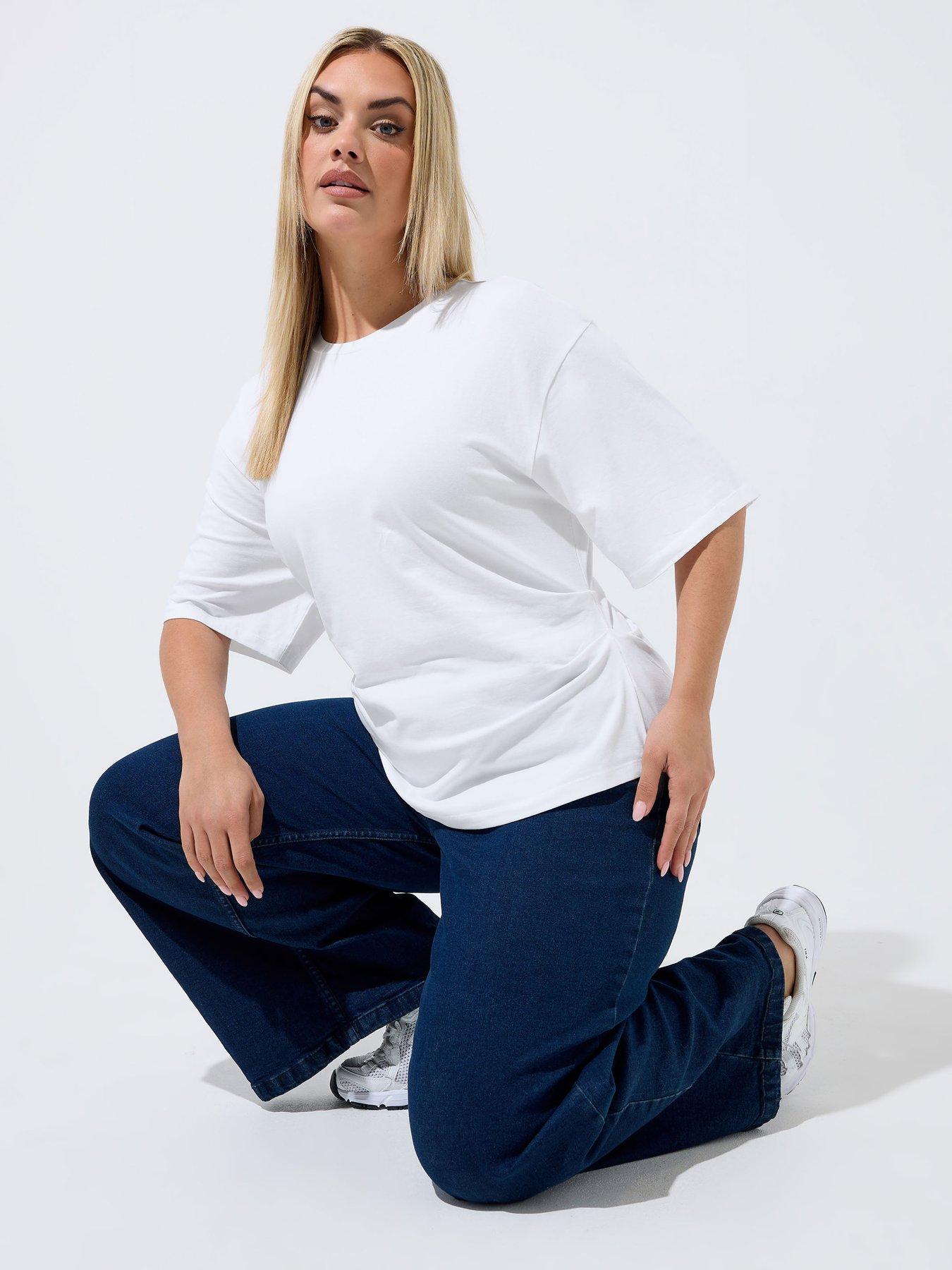 Yours Curve Corset Seam T-Shirt - White