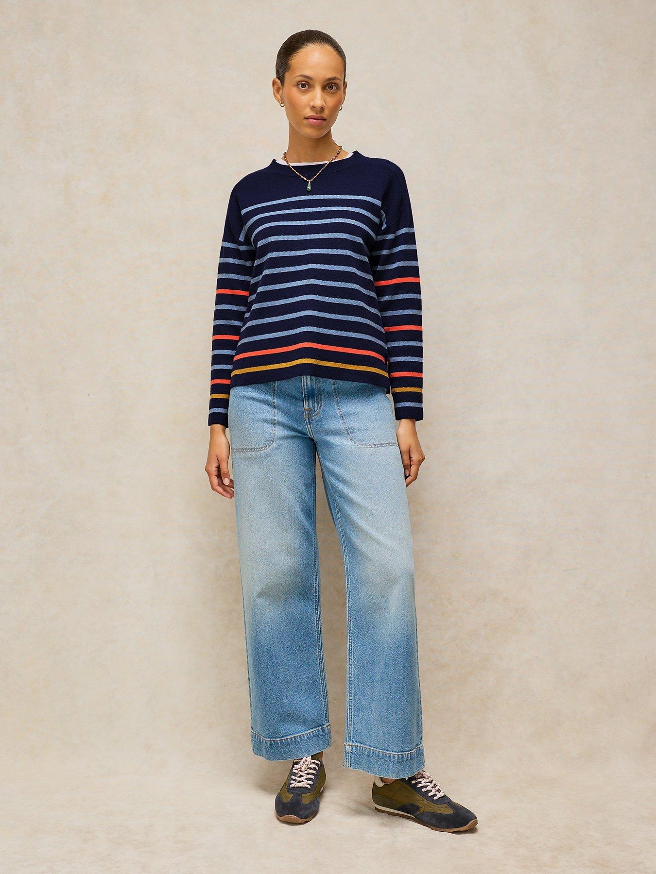 Image 3 of 5 of White Stuff Womens Carla Striped Crew Neck Jumper - Blue