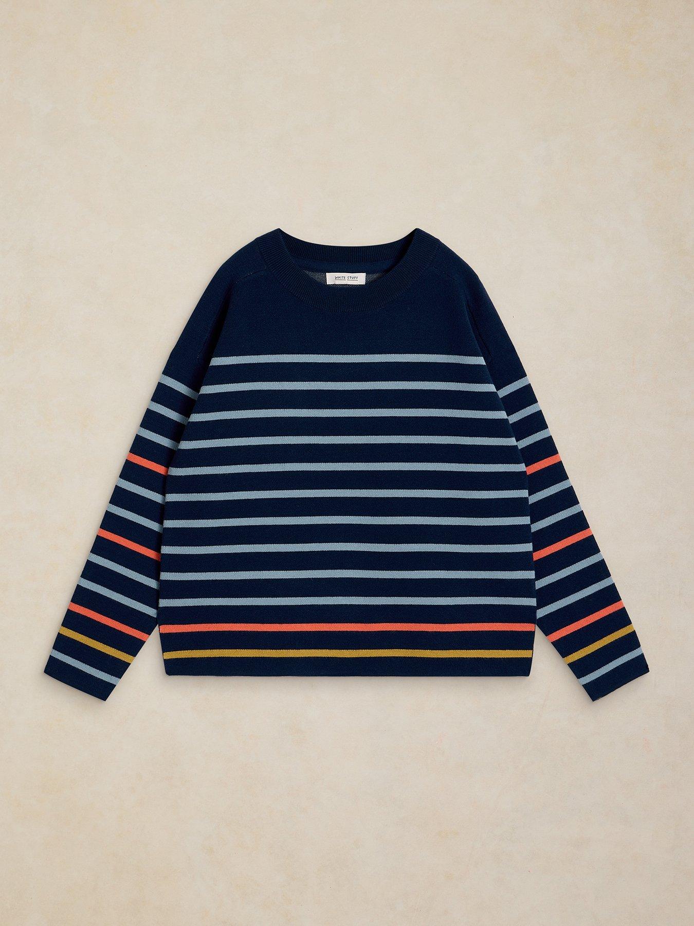 Image 5 of 5 of White Stuff Womens Carla Striped Crew Neck Jumper - Blue