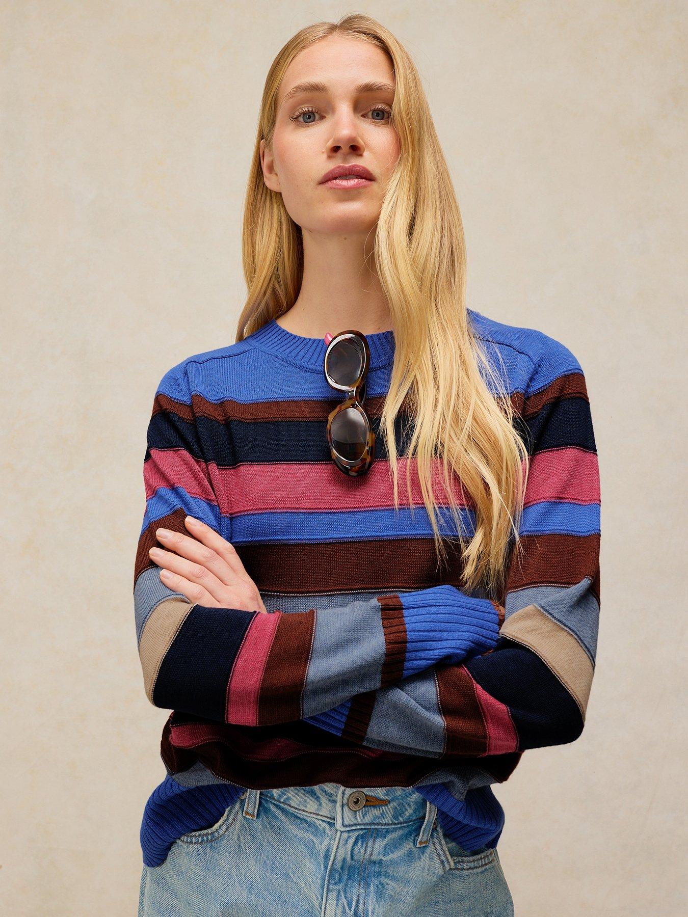 Image 1 of 6 of White Stuff Olive Stitch Stripe Jumper - Multi