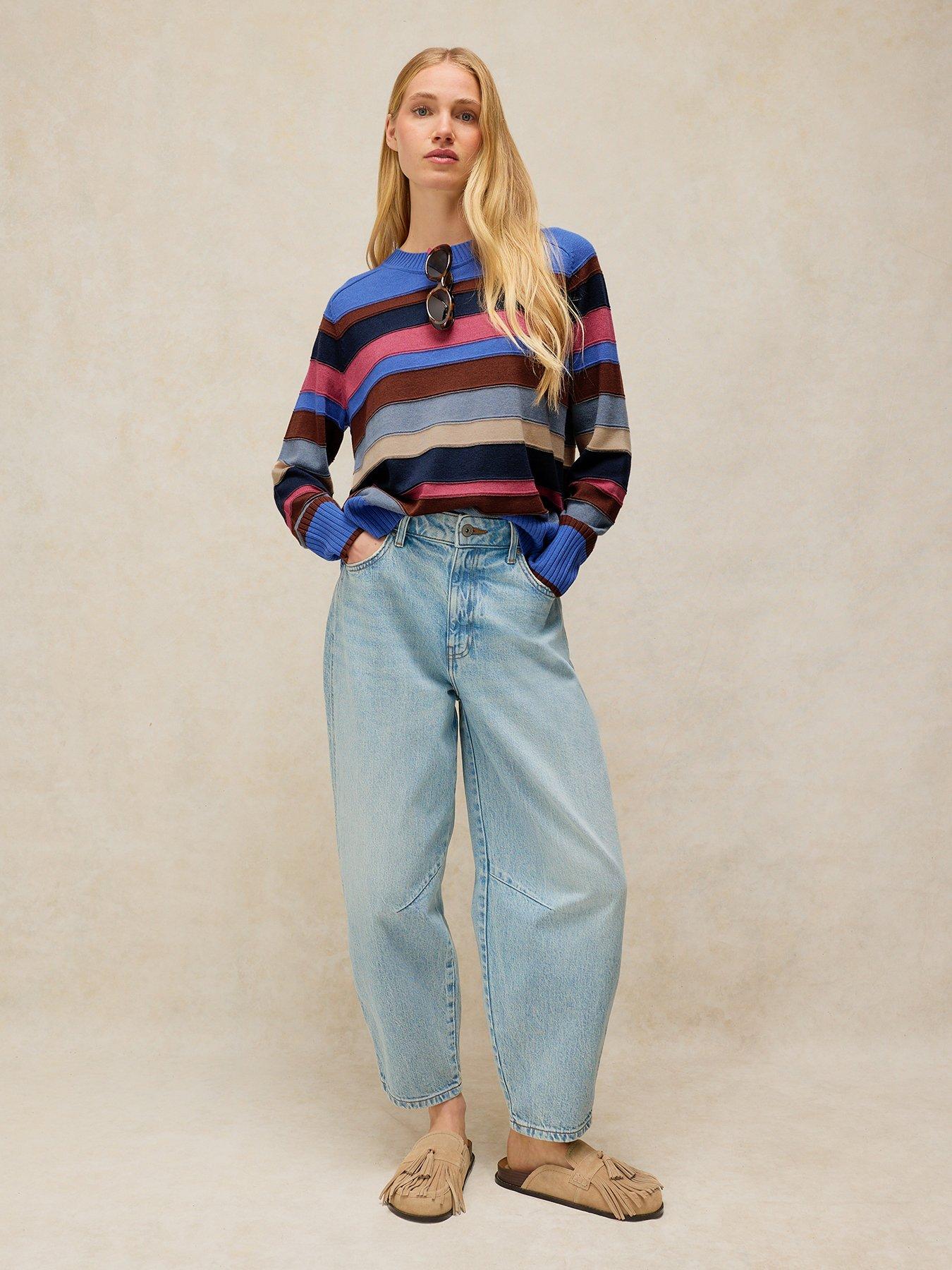 Image 3 of 6 of White Stuff Olive Stitch Stripe Jumper - Multi