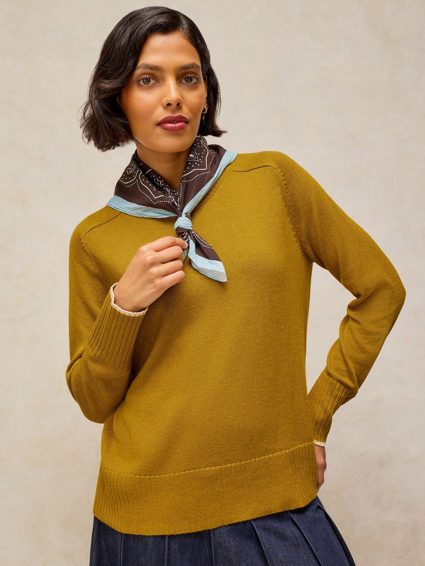 White Stuff Olive Textured Knit Crew Neck Jumper - Green