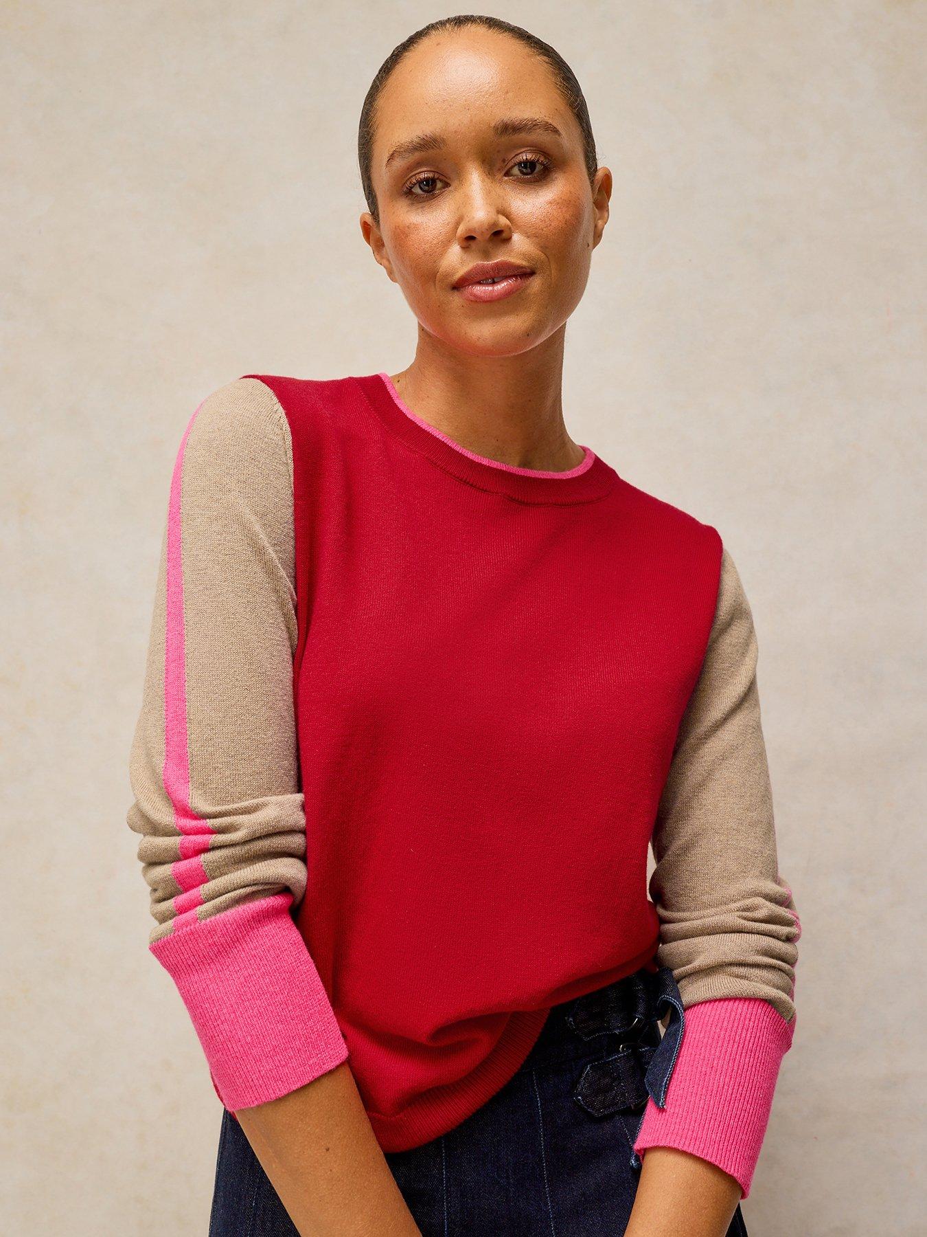 White Stuff Katie Colour Block Knitted Jumper - Red
