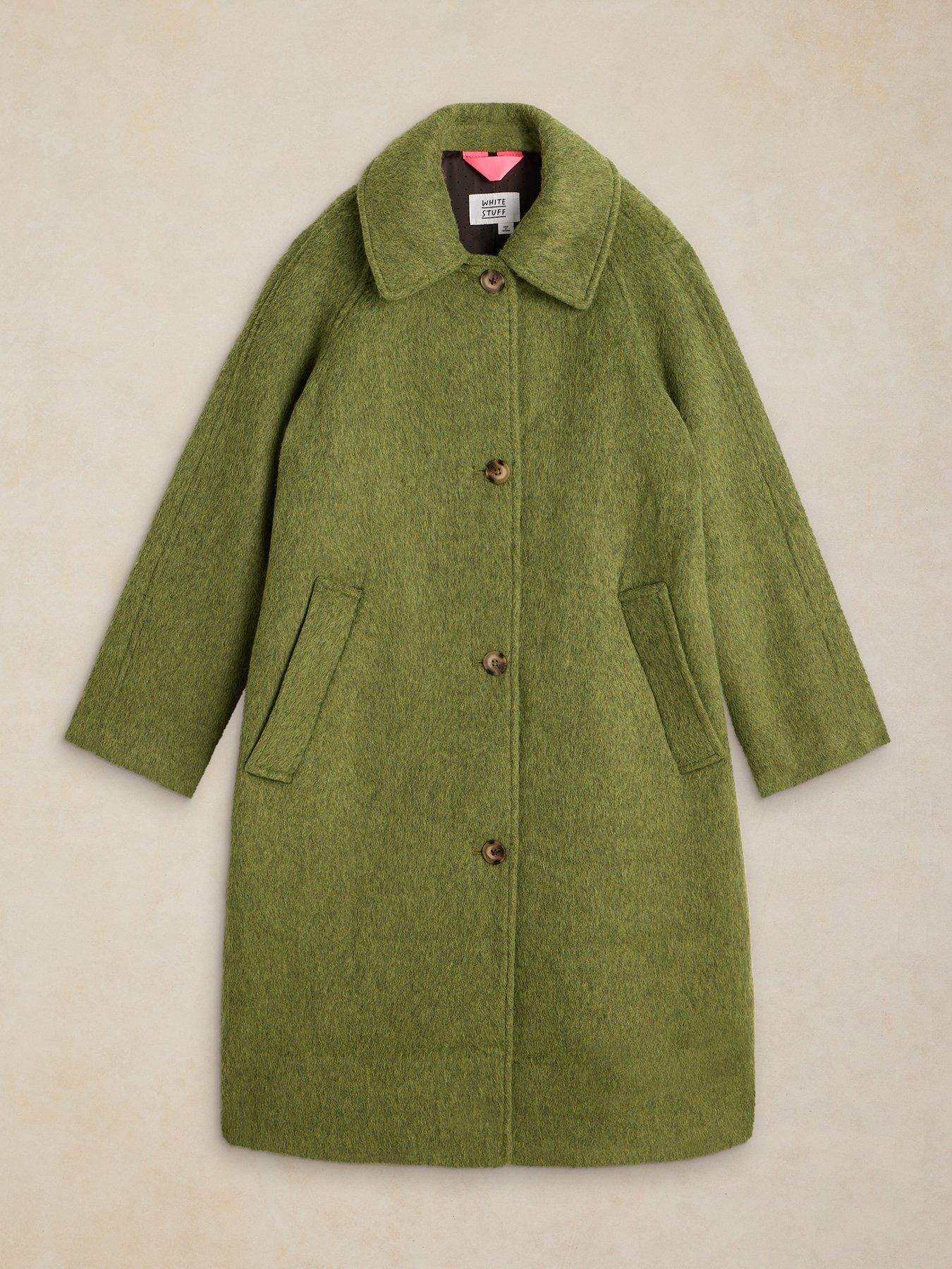 Image 5 of 6 of White Stuff Kelsey Wool Blend Longline Coat - Green