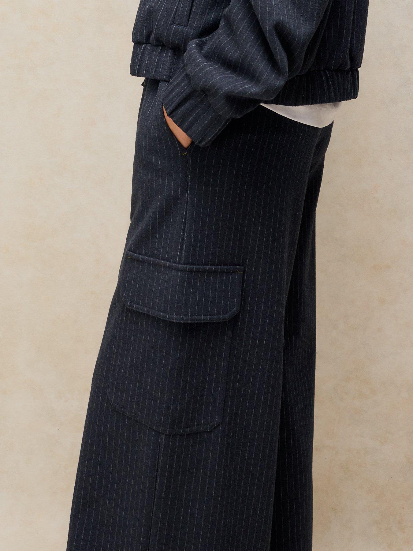 Image 2 of 6 of White Stuff Teagan Stripe Wide Leg Trousers - Blue