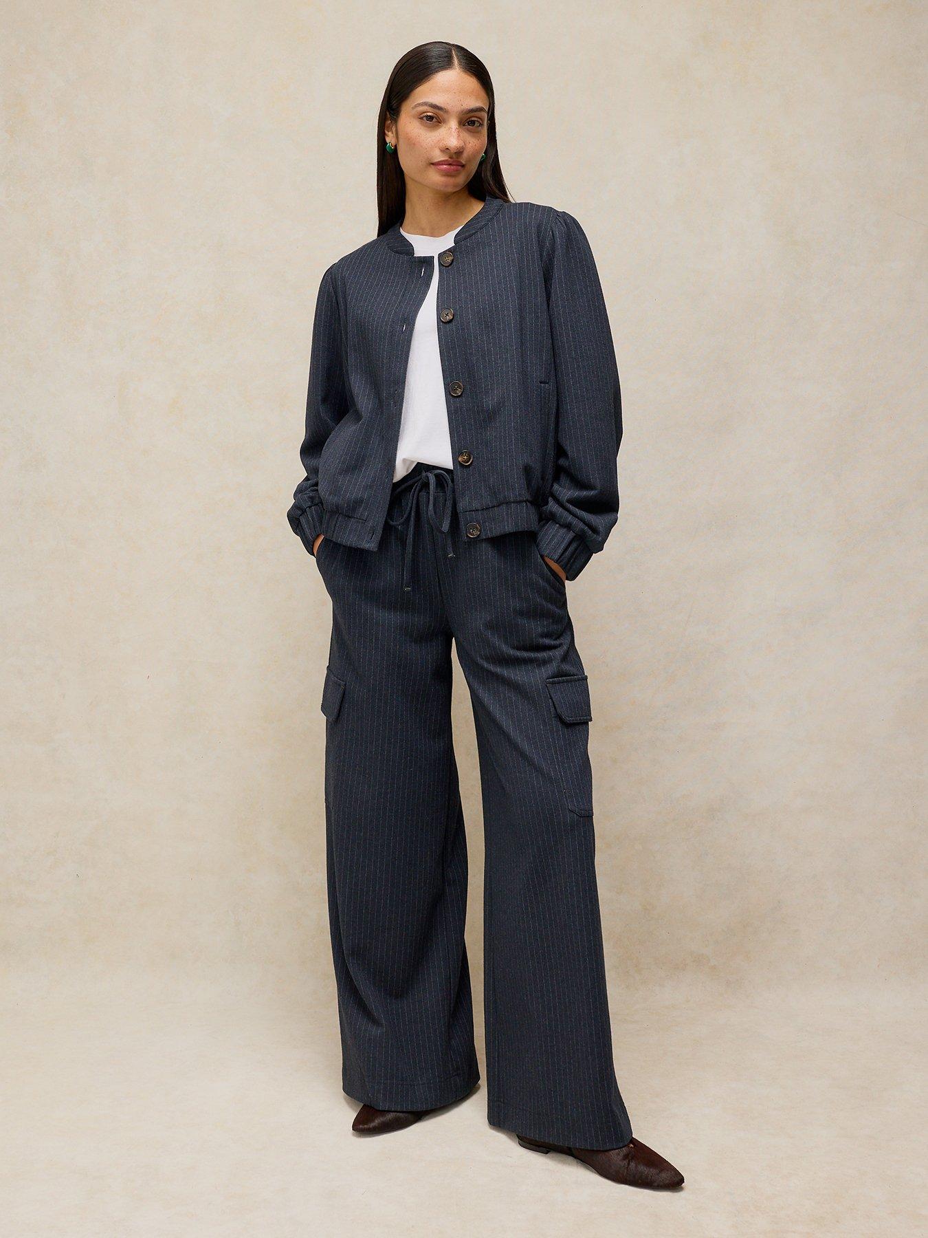 Image 3 of 6 of White Stuff Teagan Stripe Wide Leg Trousers - Blue