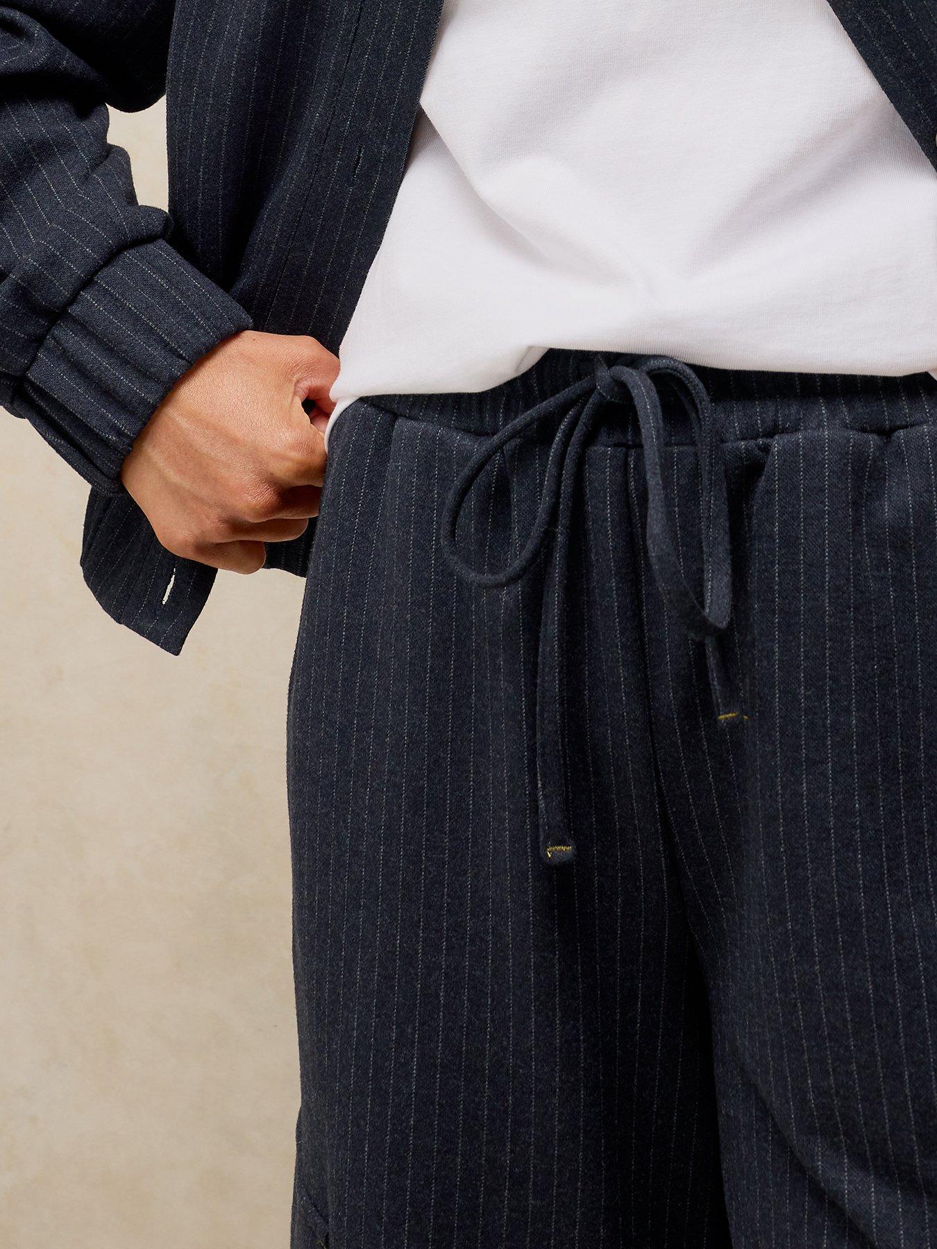 Image 4 of 6 of White Stuff Teagan Stripe Wide Leg Trousers - Blue